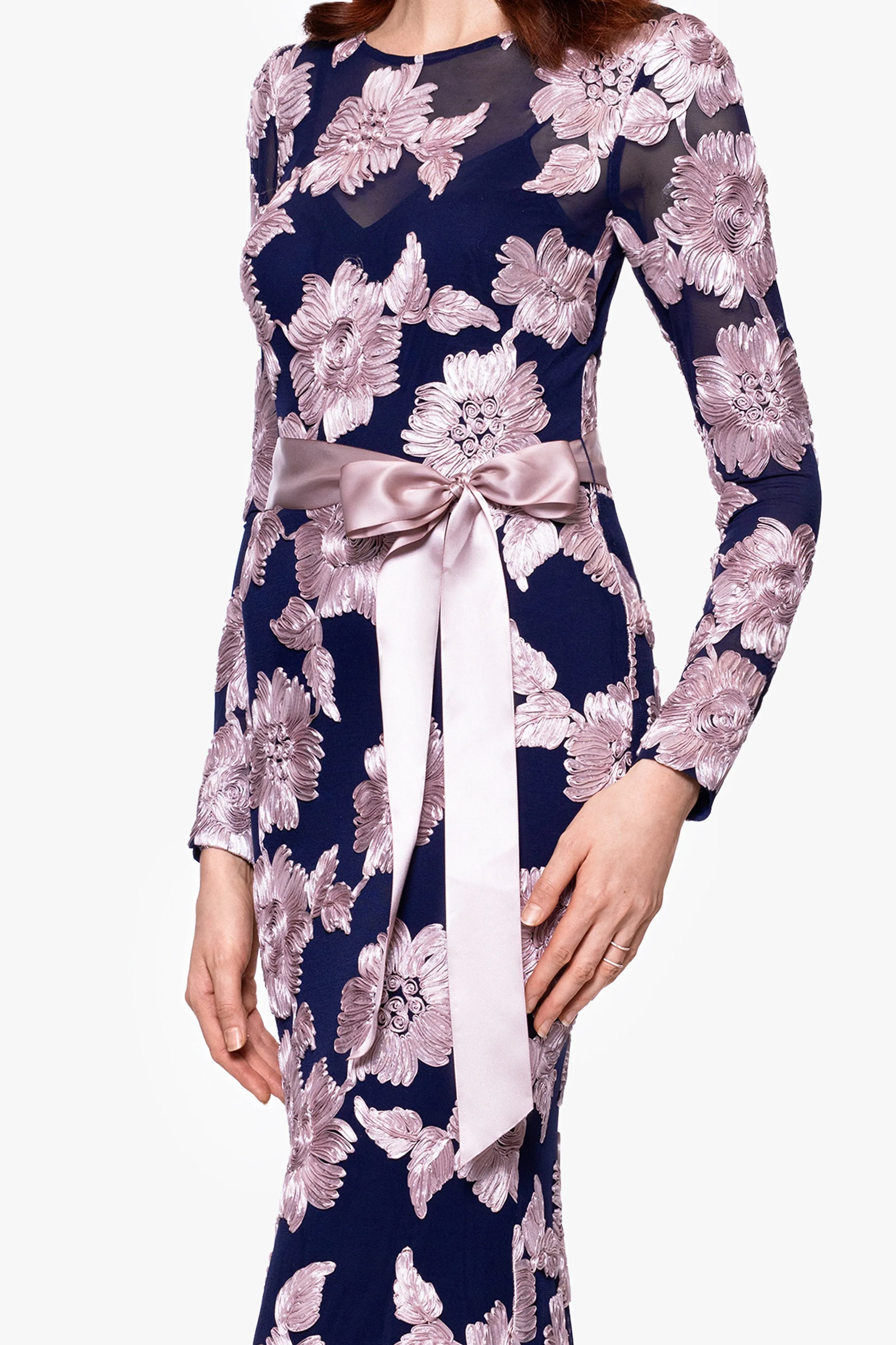 "Juliana" Soutache Mesh Long Sleeve Floor Length Dress sold by Betsy & Adam product image thumbnail 2