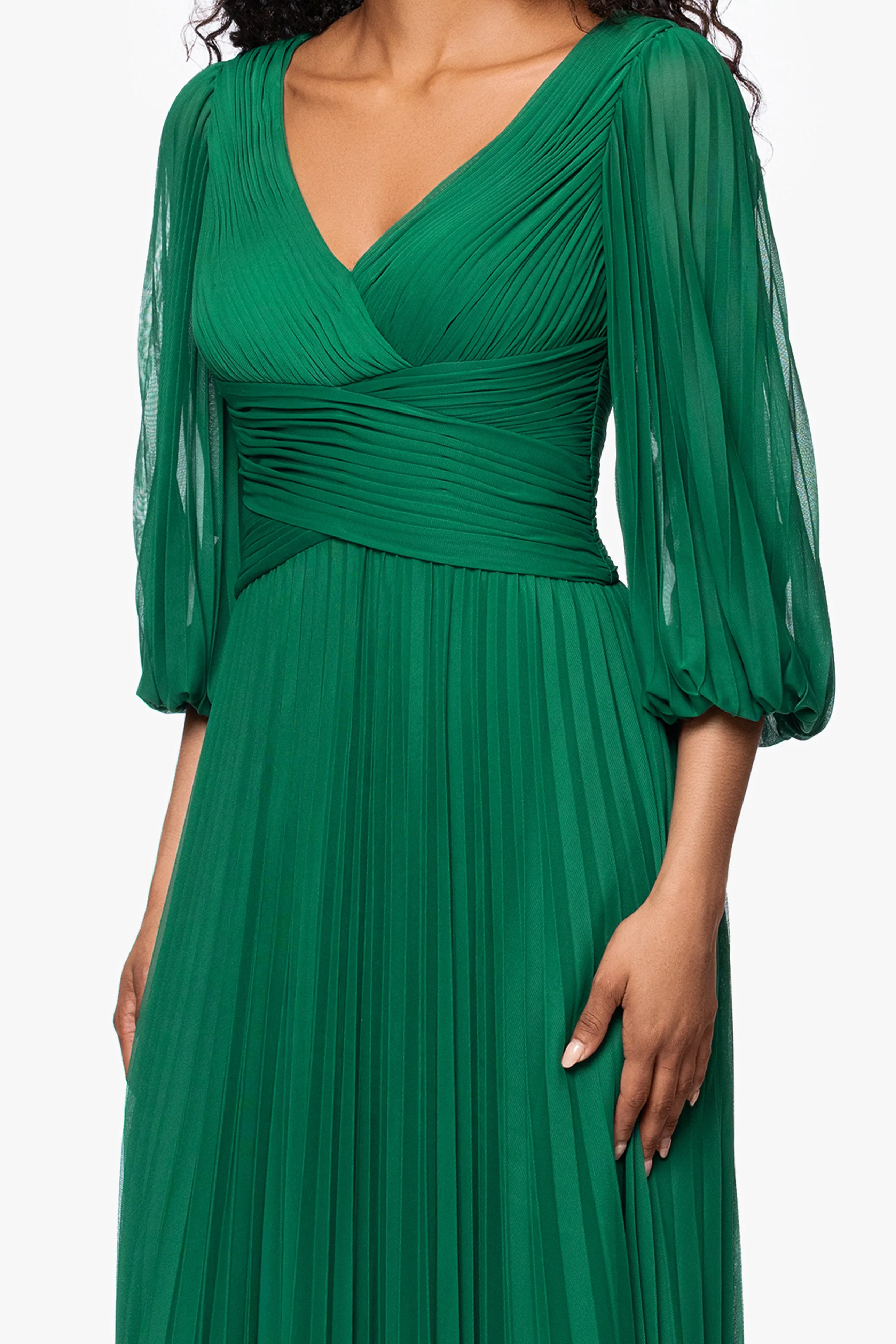 "Saraya" Sheer Matter Jersey 3/4 Sleeve V-Neck Floor Length Dress sold by Betsy & Adam product image thumbnail 2