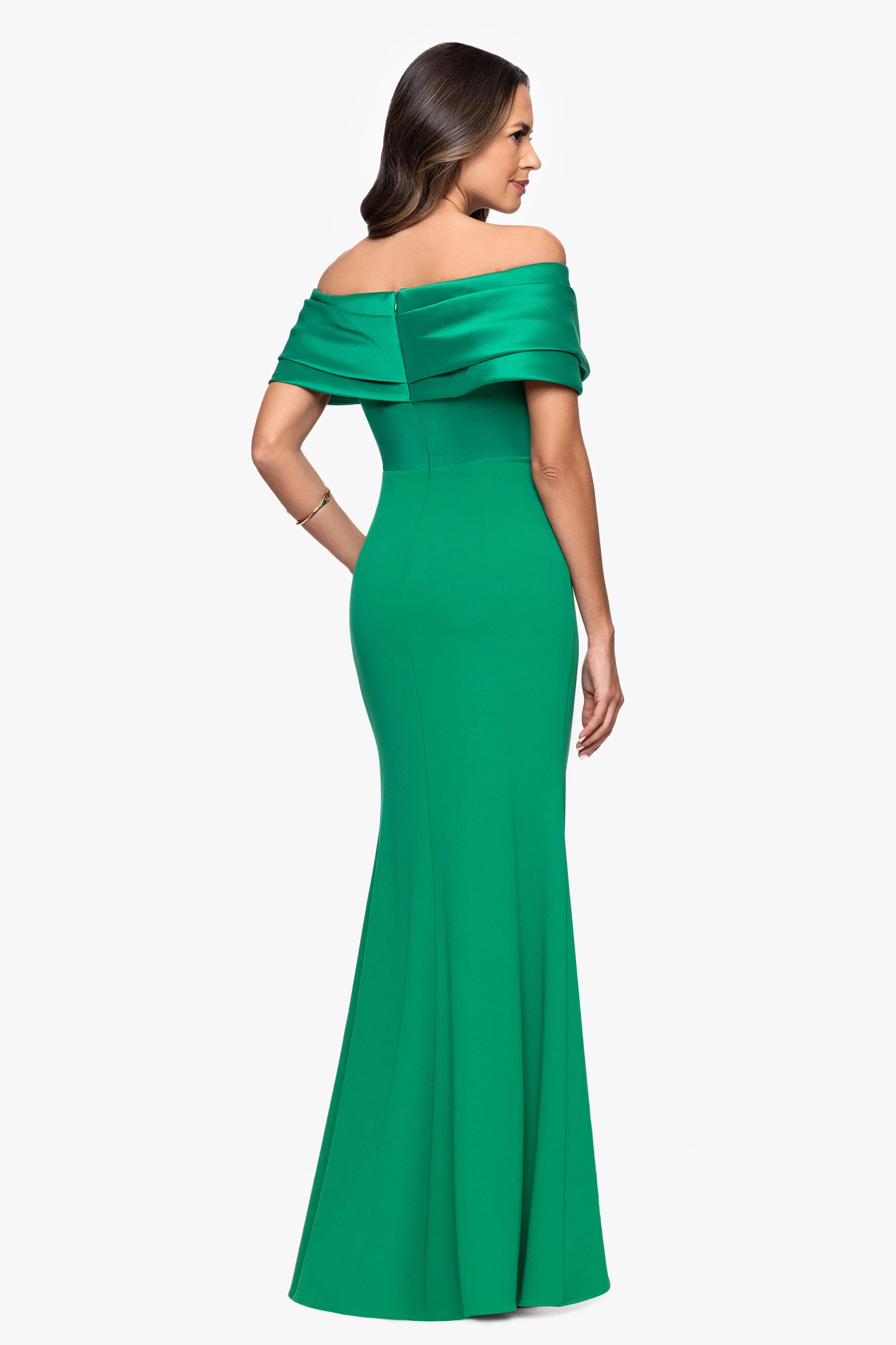 Petite "Yasmeen" Long Off The Shoulder Scuba Crepe Gown sold by Betsy & Adam product image thumbnail 3