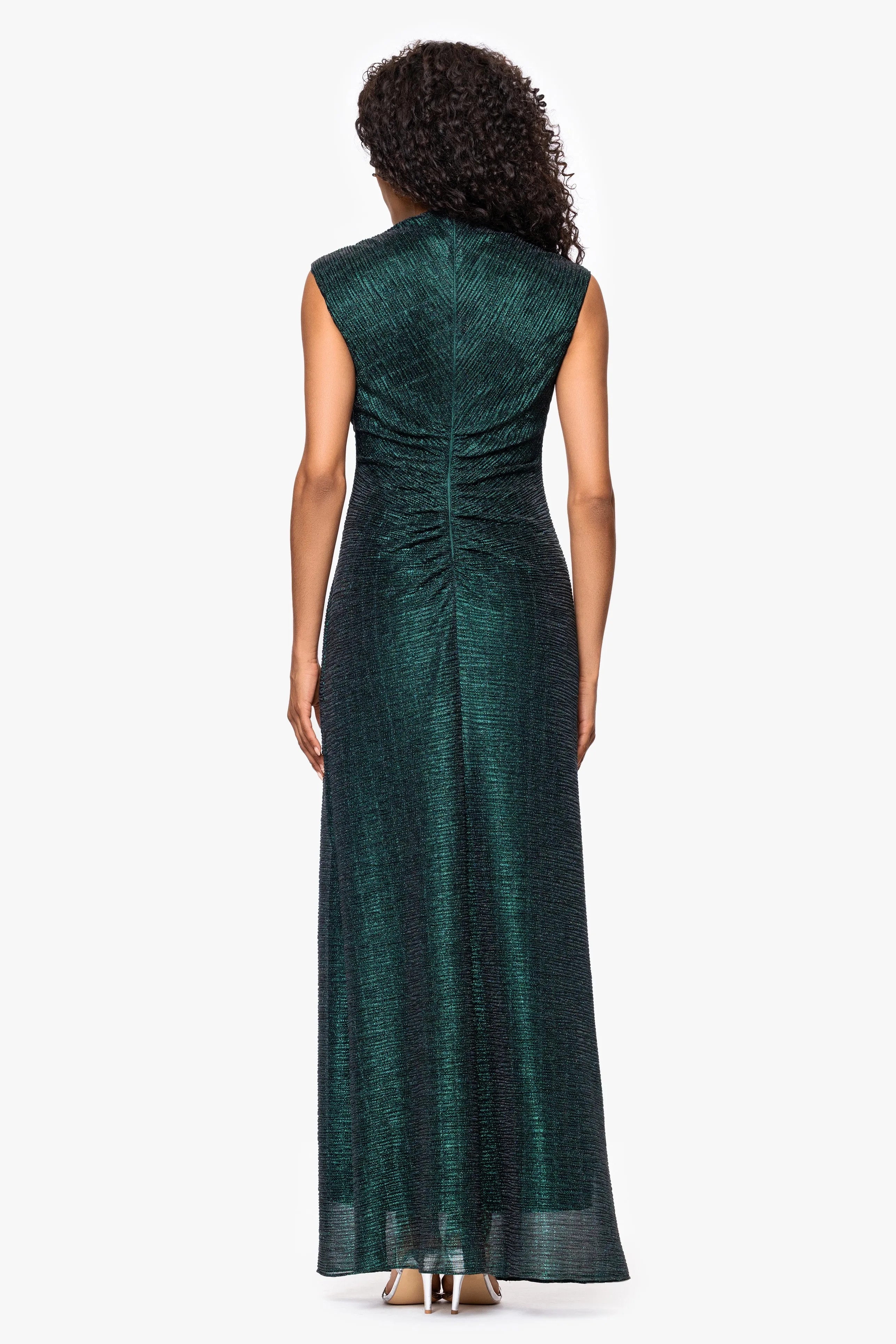 "Bethany" Crinkle Metallic Rouched Floor Length Dress sold by Betsy & Adam product image thumbnail 3