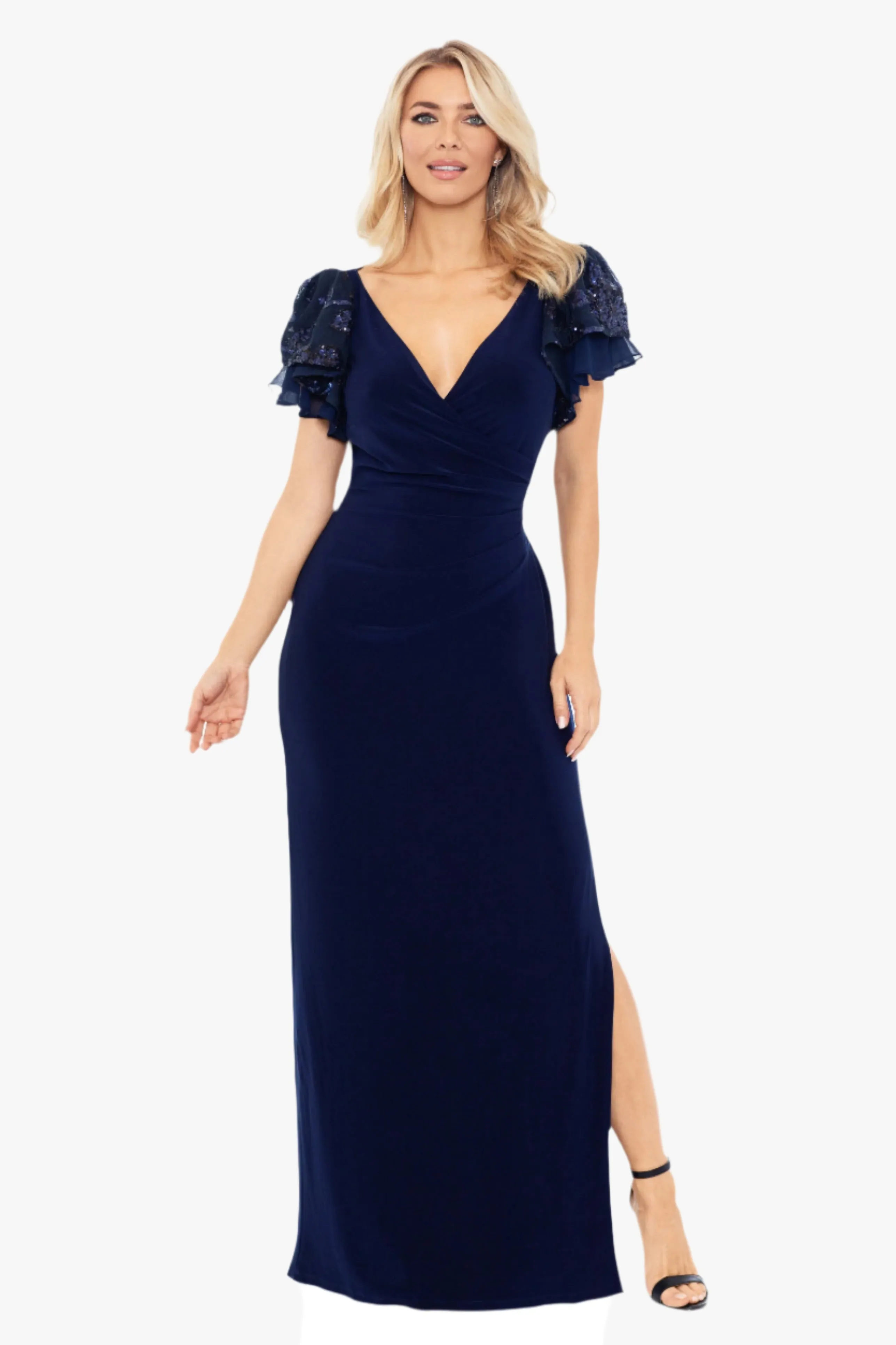 "Jennifer" Long Jersey Knit Sequin Sleeve Dress sold by Betsy & Adam product image thumbnail 4