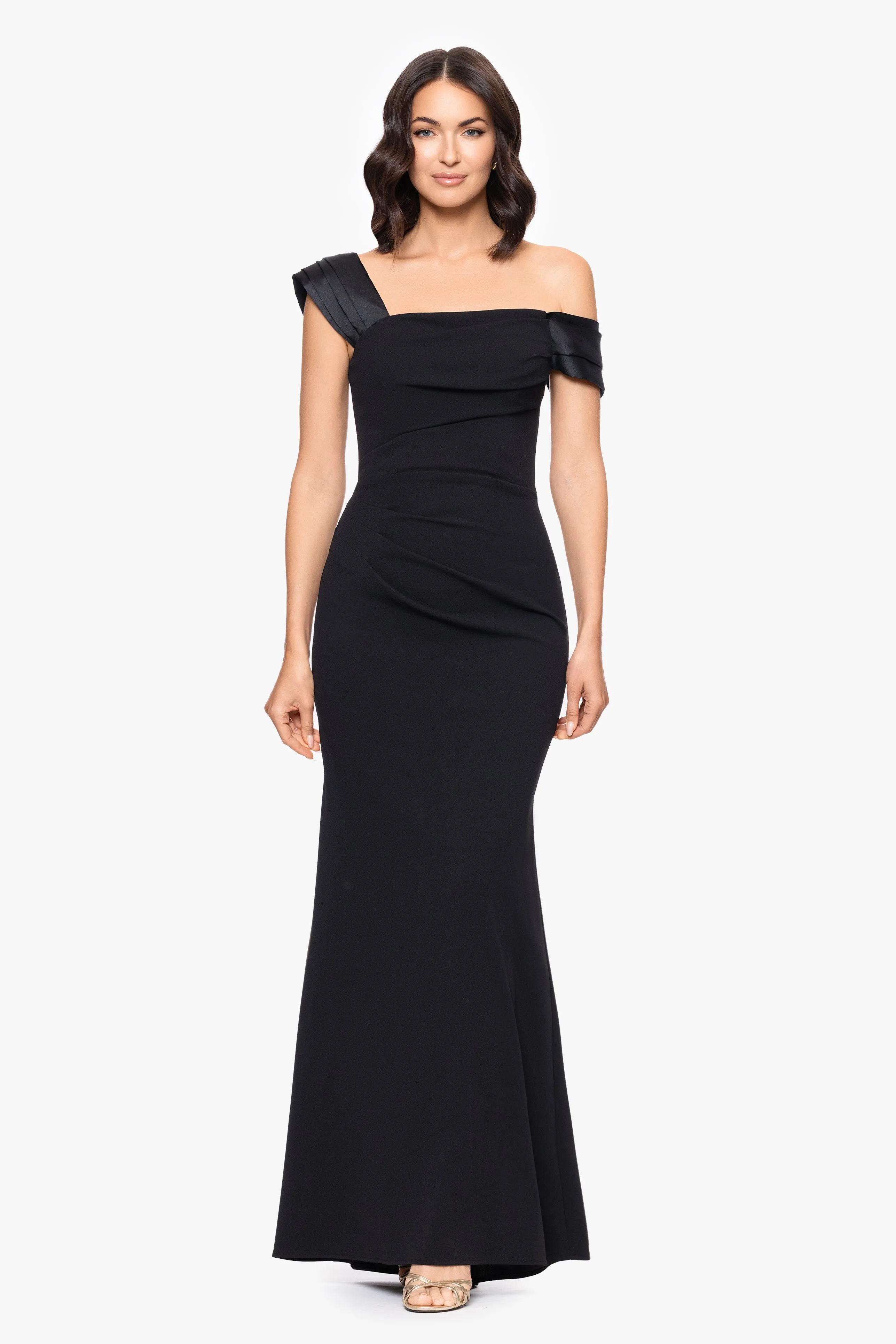 "Maureen" Scuba Crepe Drop Shoulder Floor Length Dress sold by Betsy & Adam product image thumbnail 5