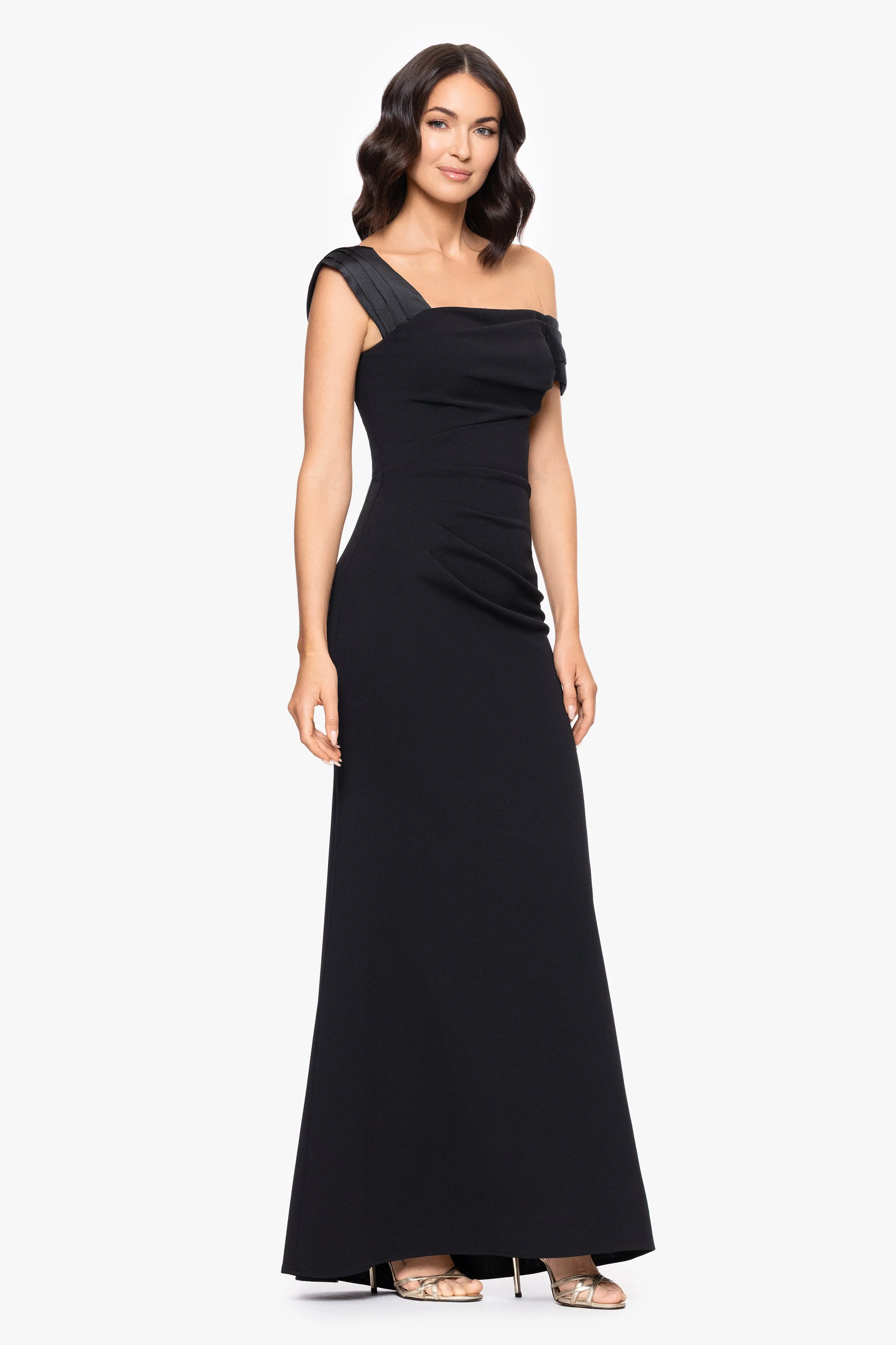 "Maureen" Scuba Crepe Drop Shoulder Floor Length Dress sold by Betsy & Adam product image thumbnail 4