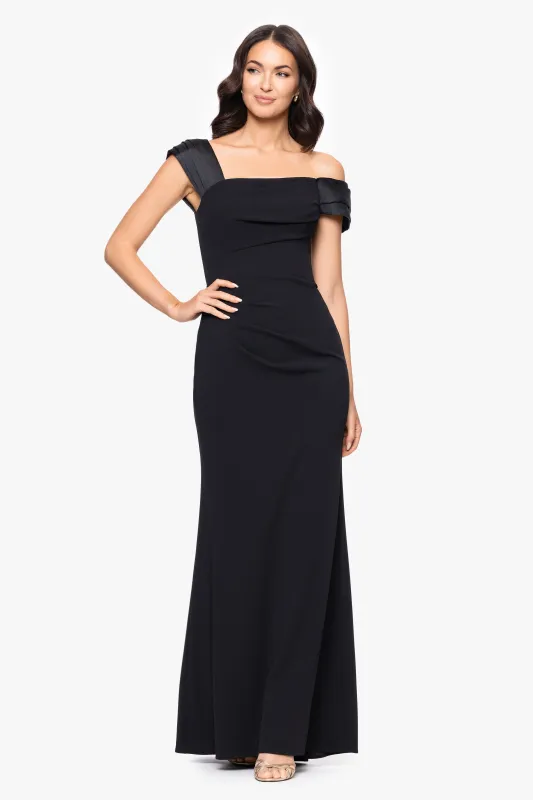 "Maureen" Scuba Crepe Drop Shoulder Floor Length Dress sold by Betsy & Adam