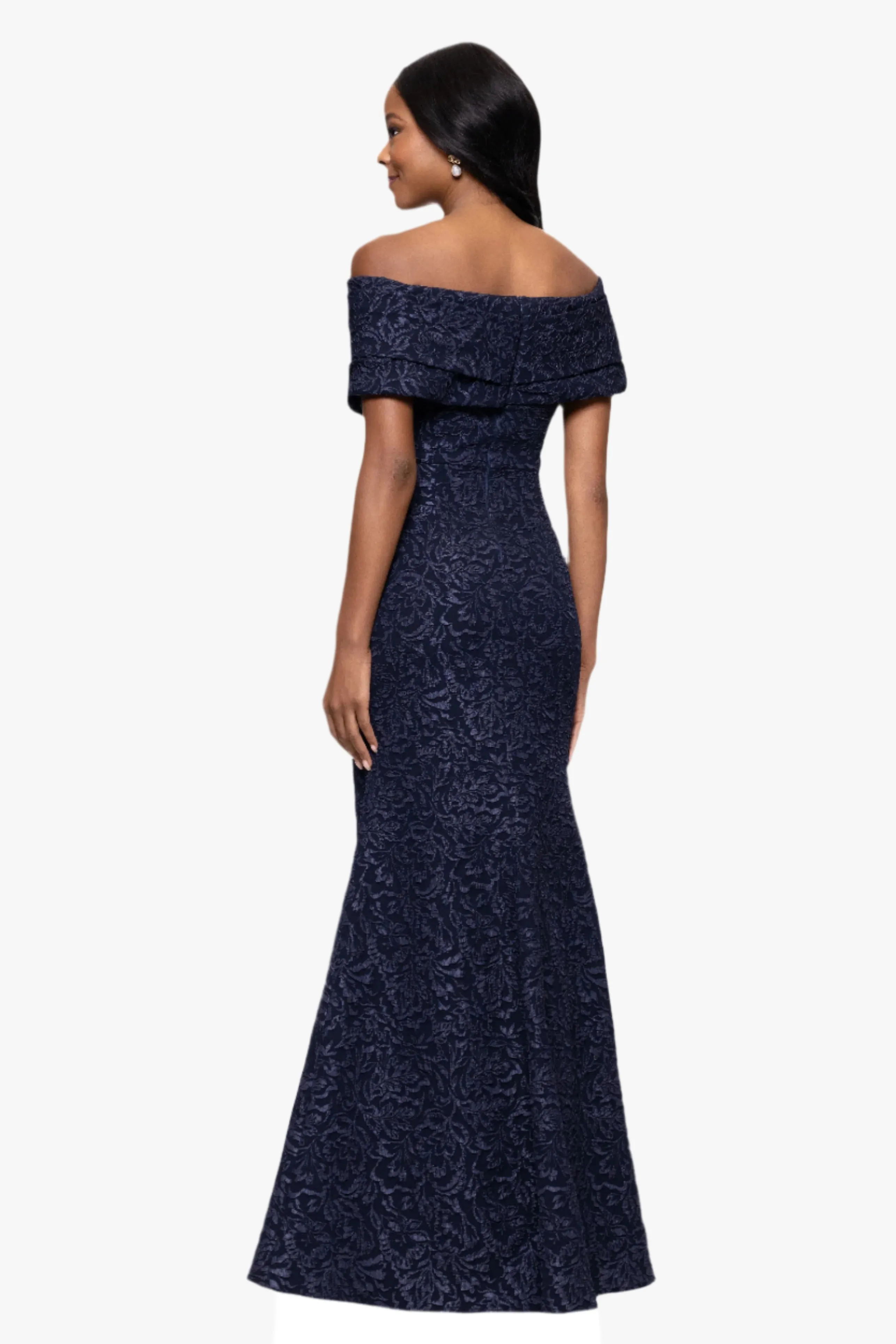 Petite "Dolly" Jacquard Off the Shoulder Floor Length Dress sold by Betsy & Adam product image thumbnail 3