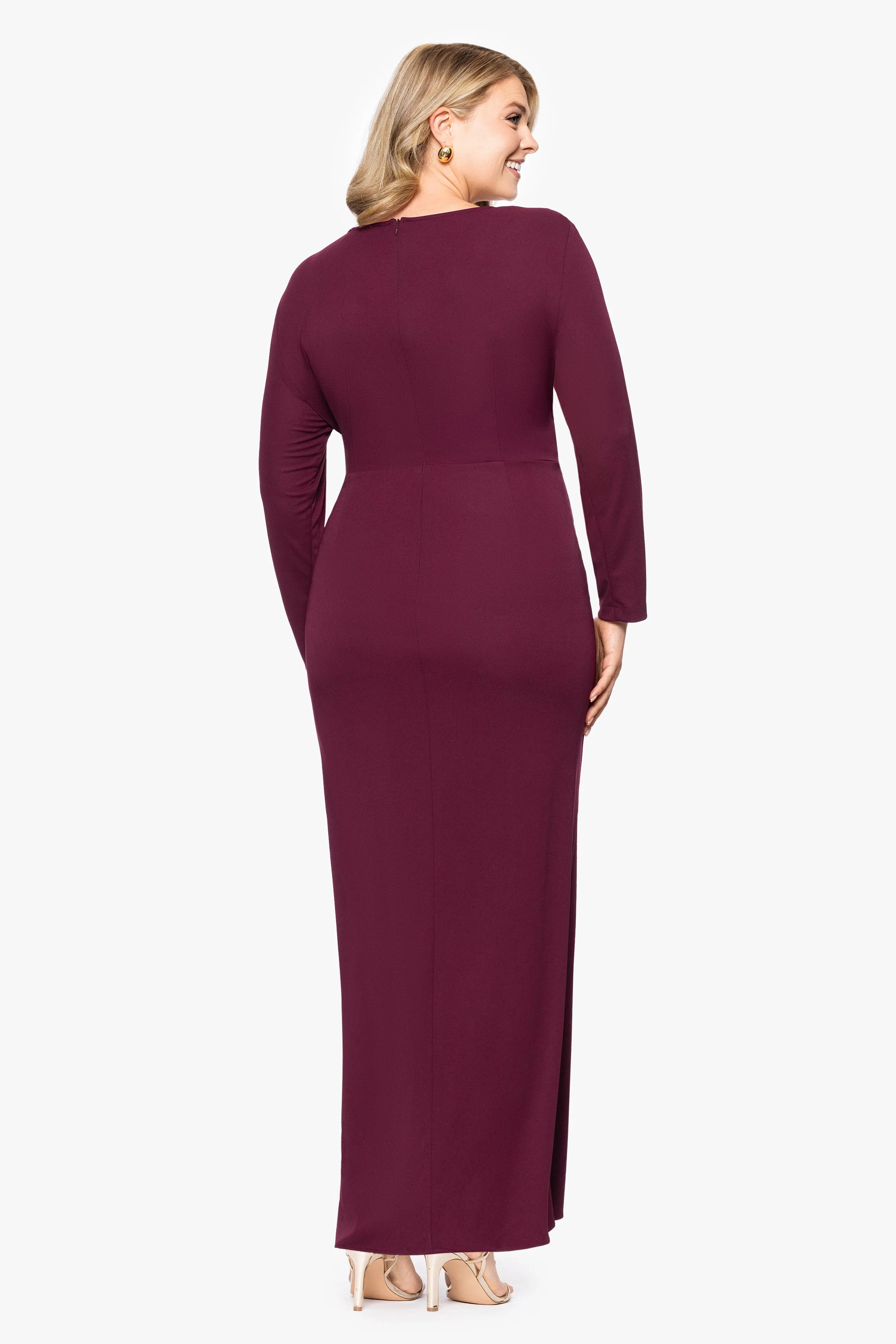"Margerat" Jersey V-Neck Long Sleeve Floor Length Dress sold by Betsy & Adam product image thumbnail 3