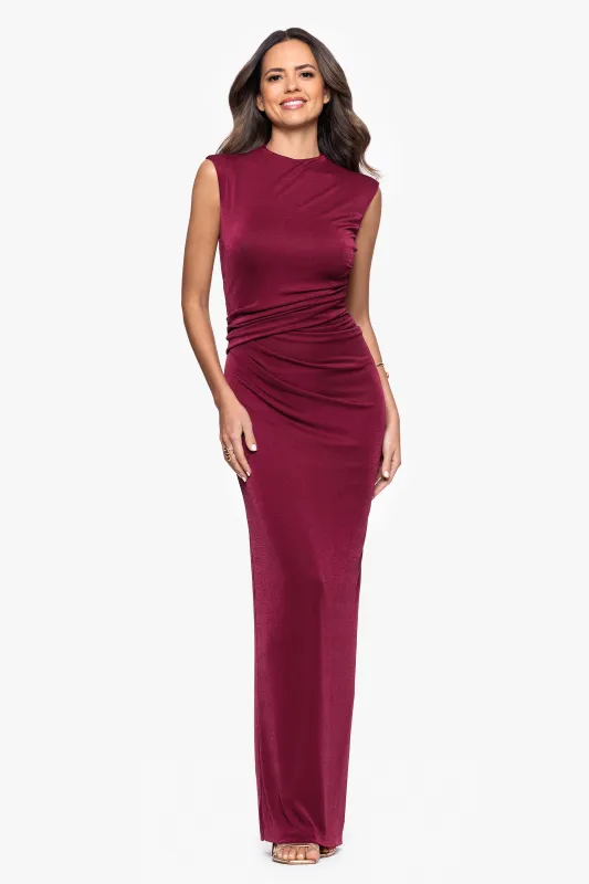 "Alondria" Novelty Knit Side Cutout Sleeveless Floor Length Dress sold by Betsy & Adam