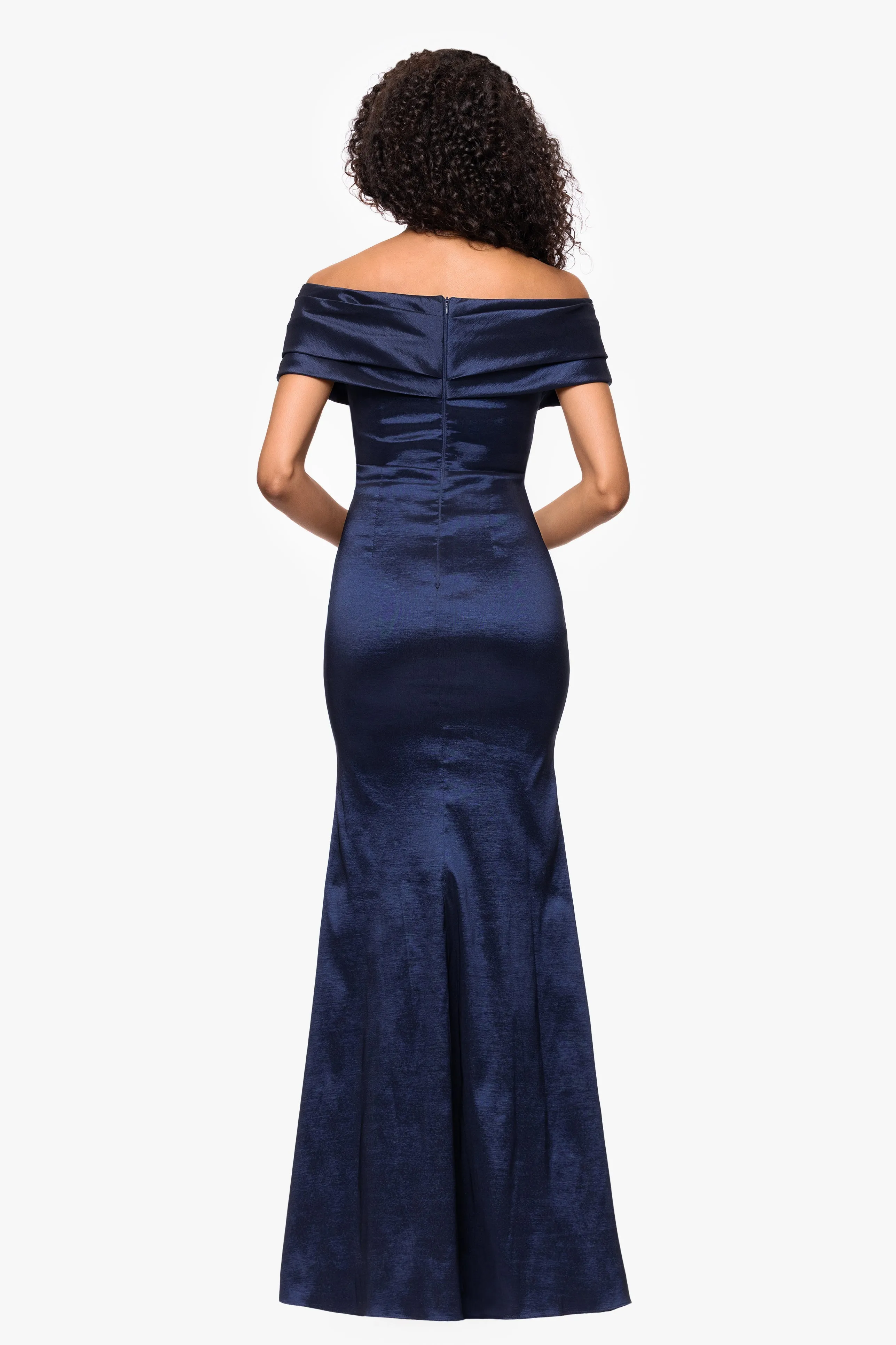 "Raquel" Taffeta Off the Shoulder Floor Length Dress sold by Betsy & Adam product image thumbnail 3