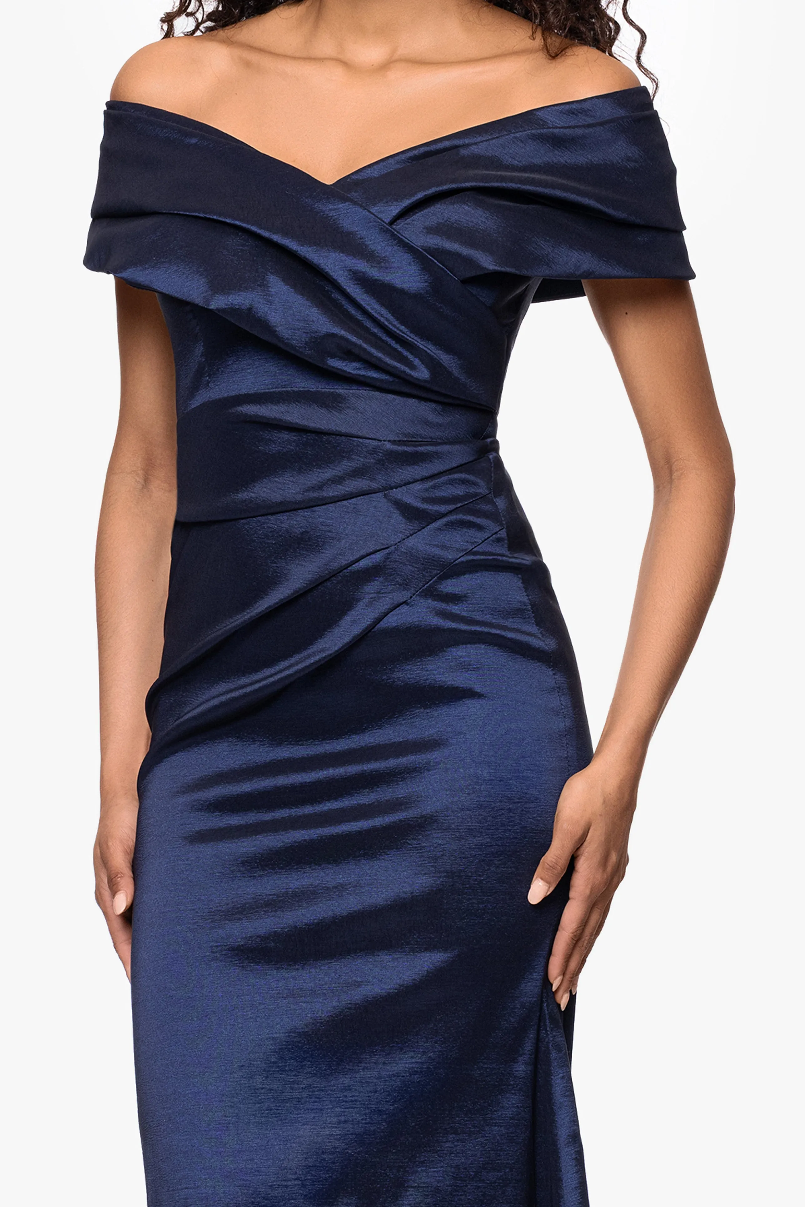 "Raquel" Taffeta Off the Shoulder Floor Length Dress sold by Betsy & Adam product image thumbnail 2