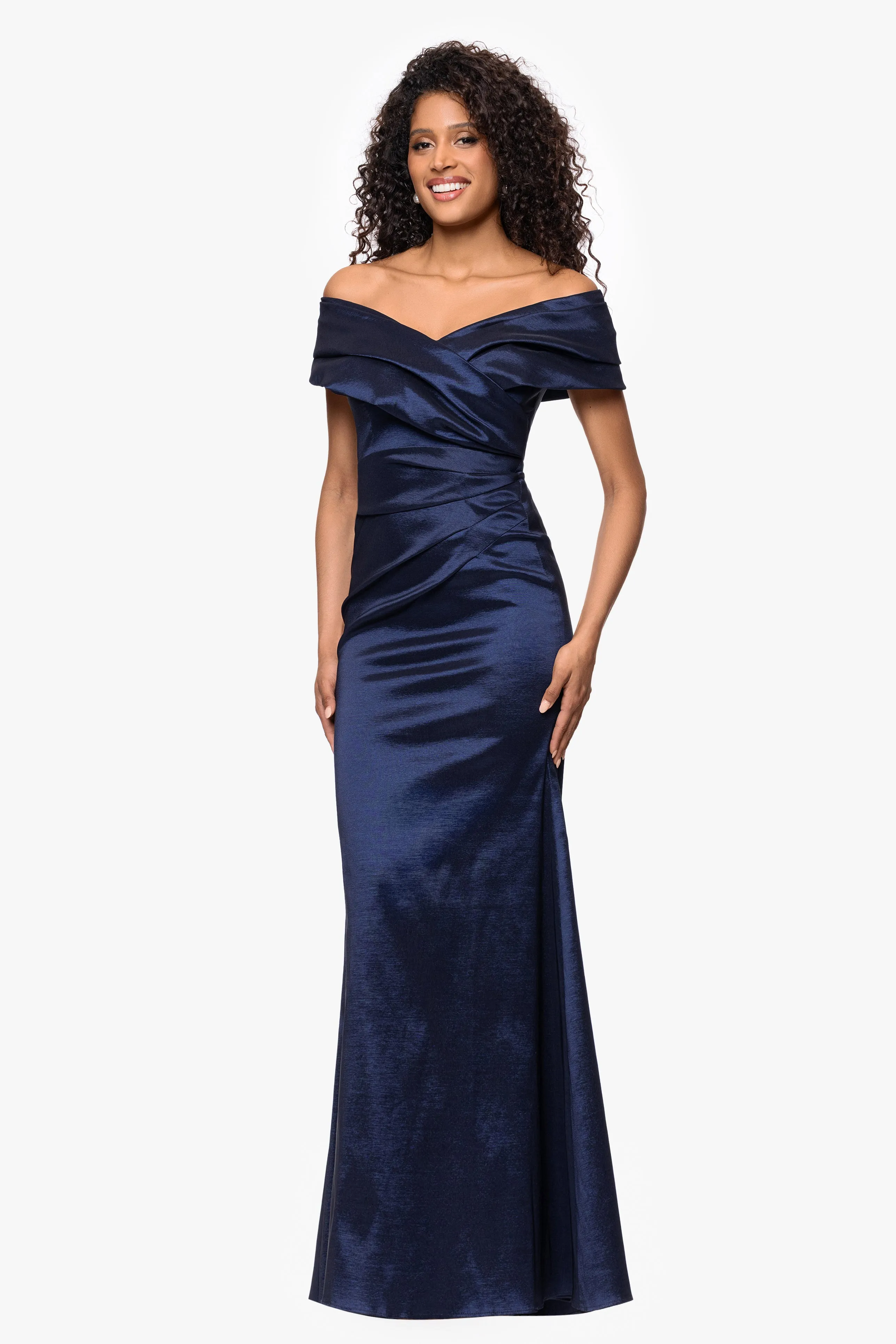 "Raquel" Taffeta Off the Shoulder Floor Length Dress sold by Betsy & Adam product image thumbnail 4