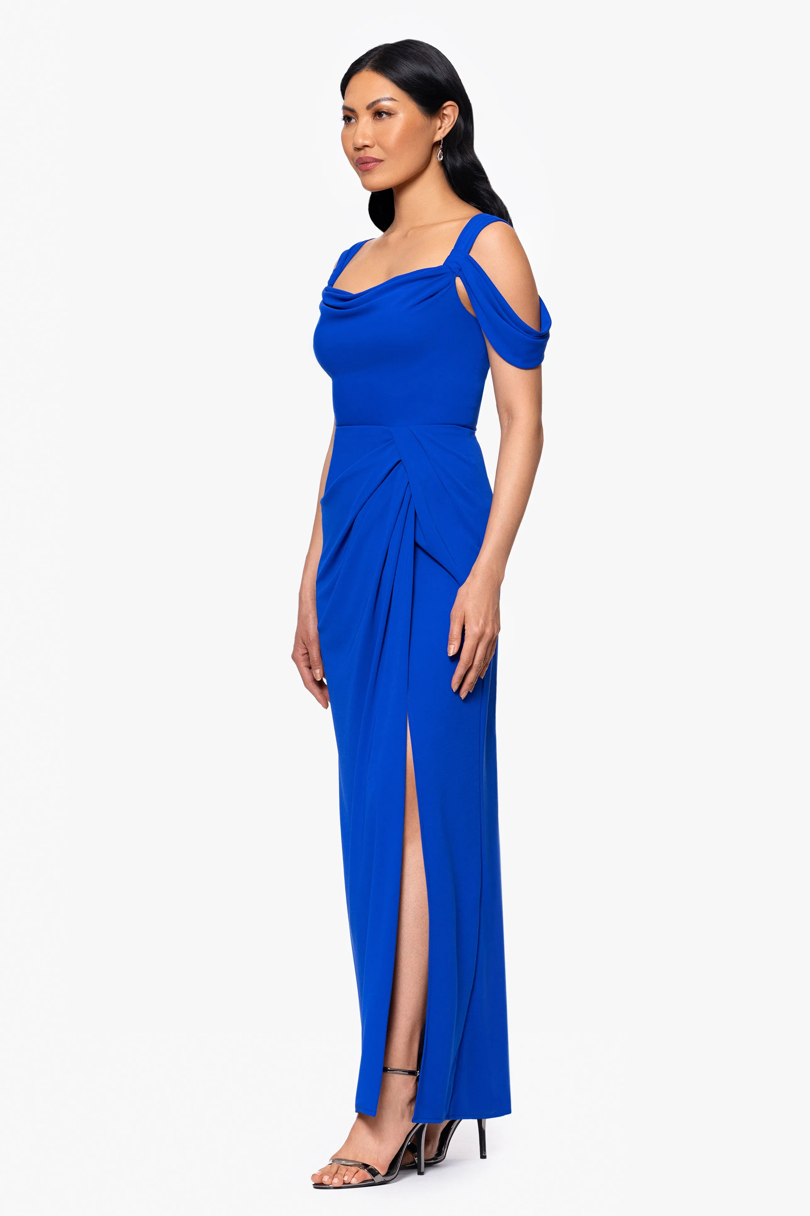 "Aderina" Matte Jersey Cold Shoulder Floor Length Dress sold by Betsy & Adam product image thumbnail 4