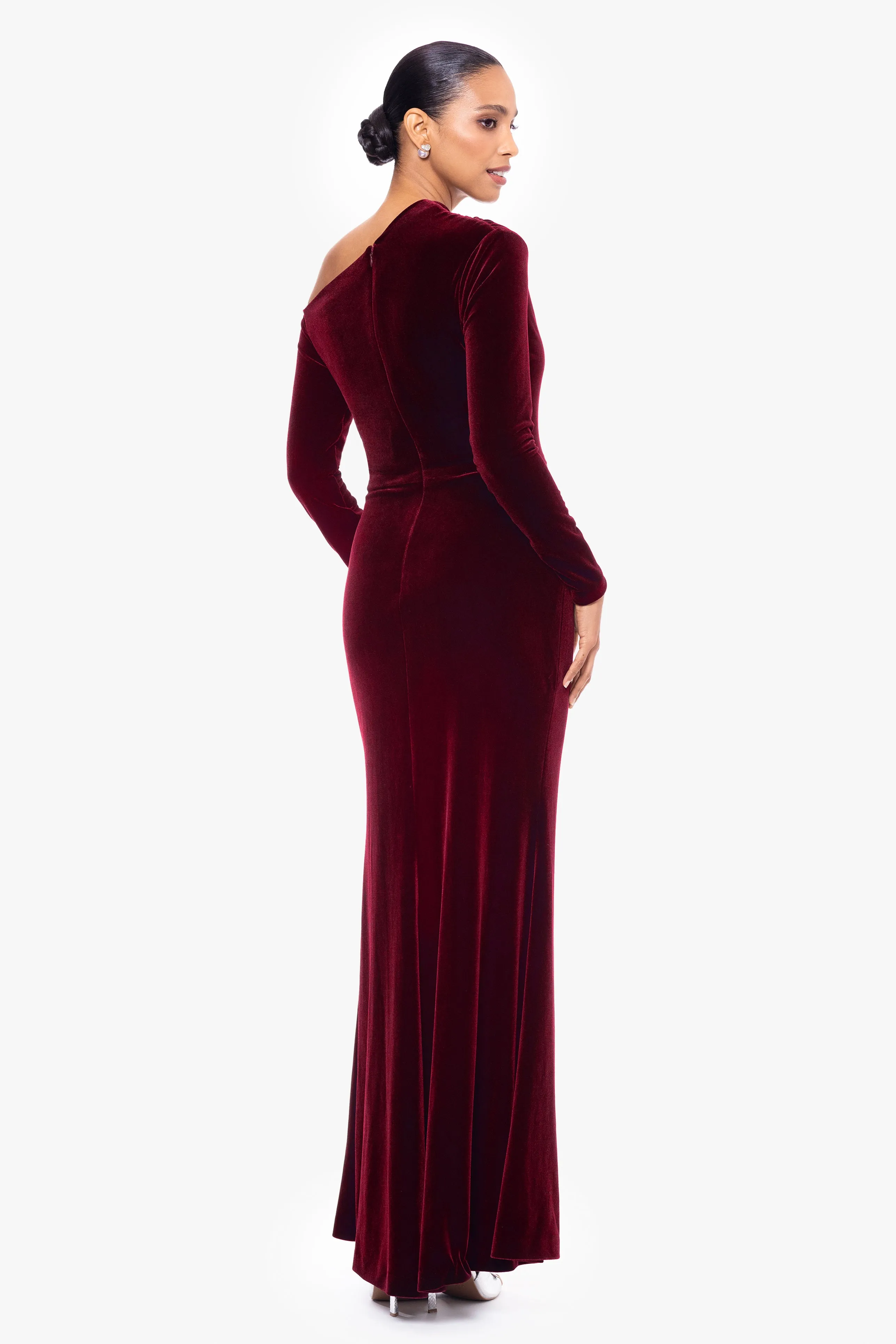 "Annette" Long Velvet Drop Shoulder Long Sleeve Dress sold by Betsy & Adam product image thumbnail 3