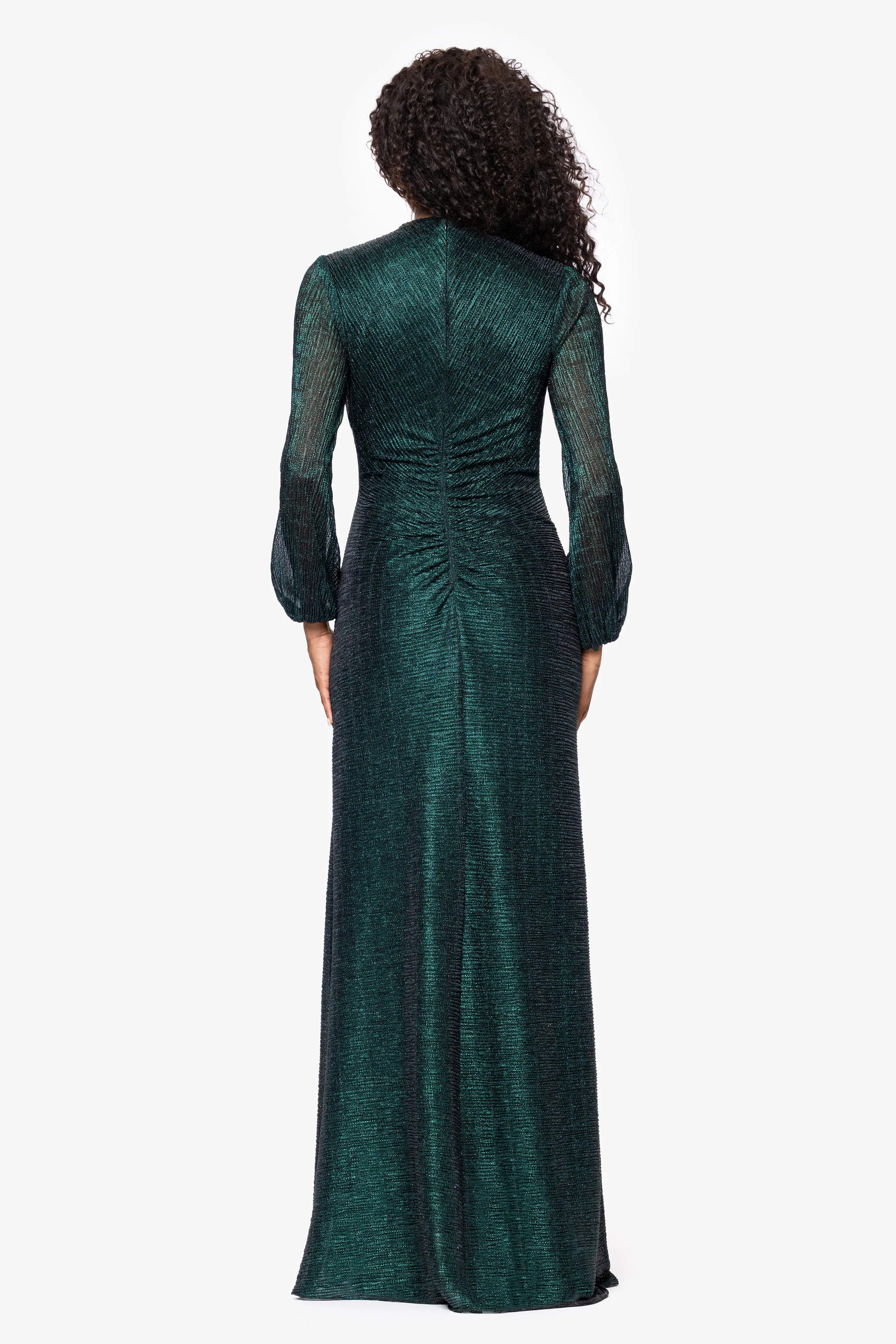 "Jayline" Crinkle Metallic Long Sleeve Floor Length Dress sold by Betsy & Adam product image thumbnail 3