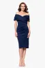 Petite "Sue" Techno Scuba V-Neck Knee Length Dress sold by Betsy & Adam