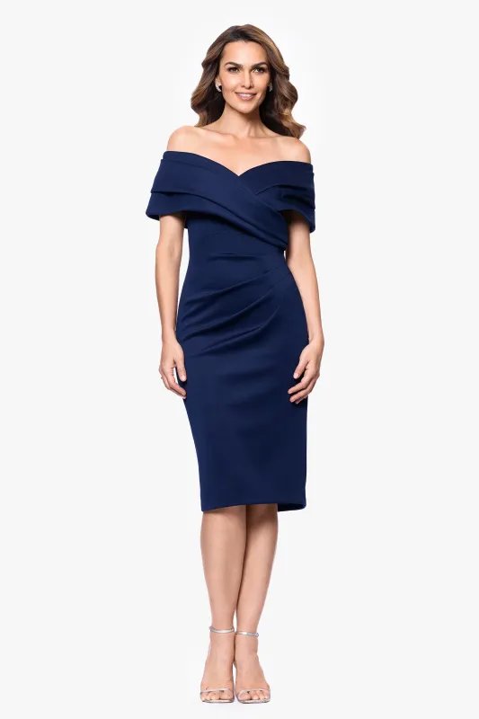 Petite "Sue" Techno Scuba V-Neck Knee Length Dress sold by Betsy & Adam