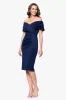 Petite "Sue" Techno Scuba V-Neck Knee Length Dress sold by Betsy & Adam