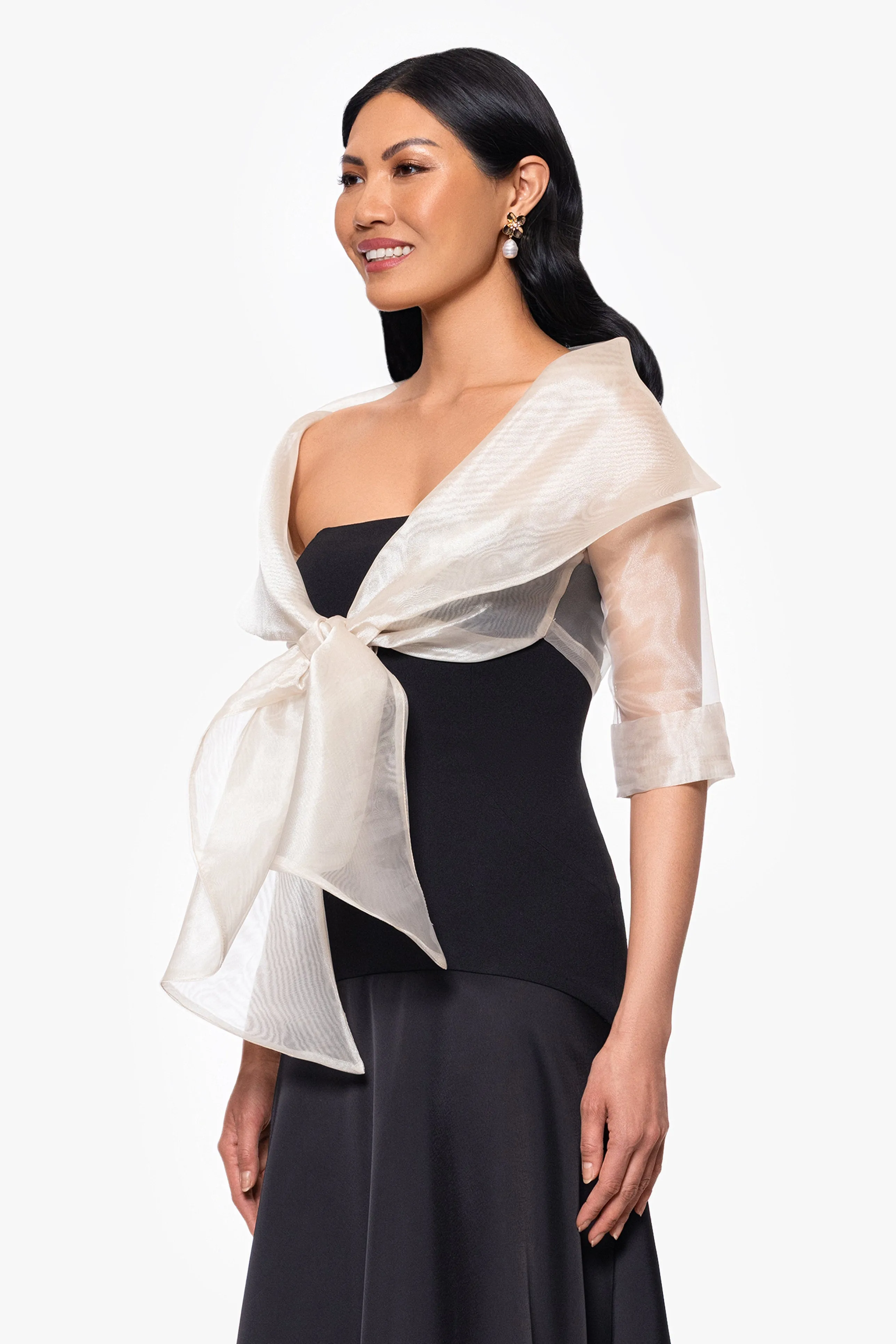 "Agnes" Organza 3/4 Sleeve Shawl Wrap sold by Betsy & Adam product image thumbnail 3