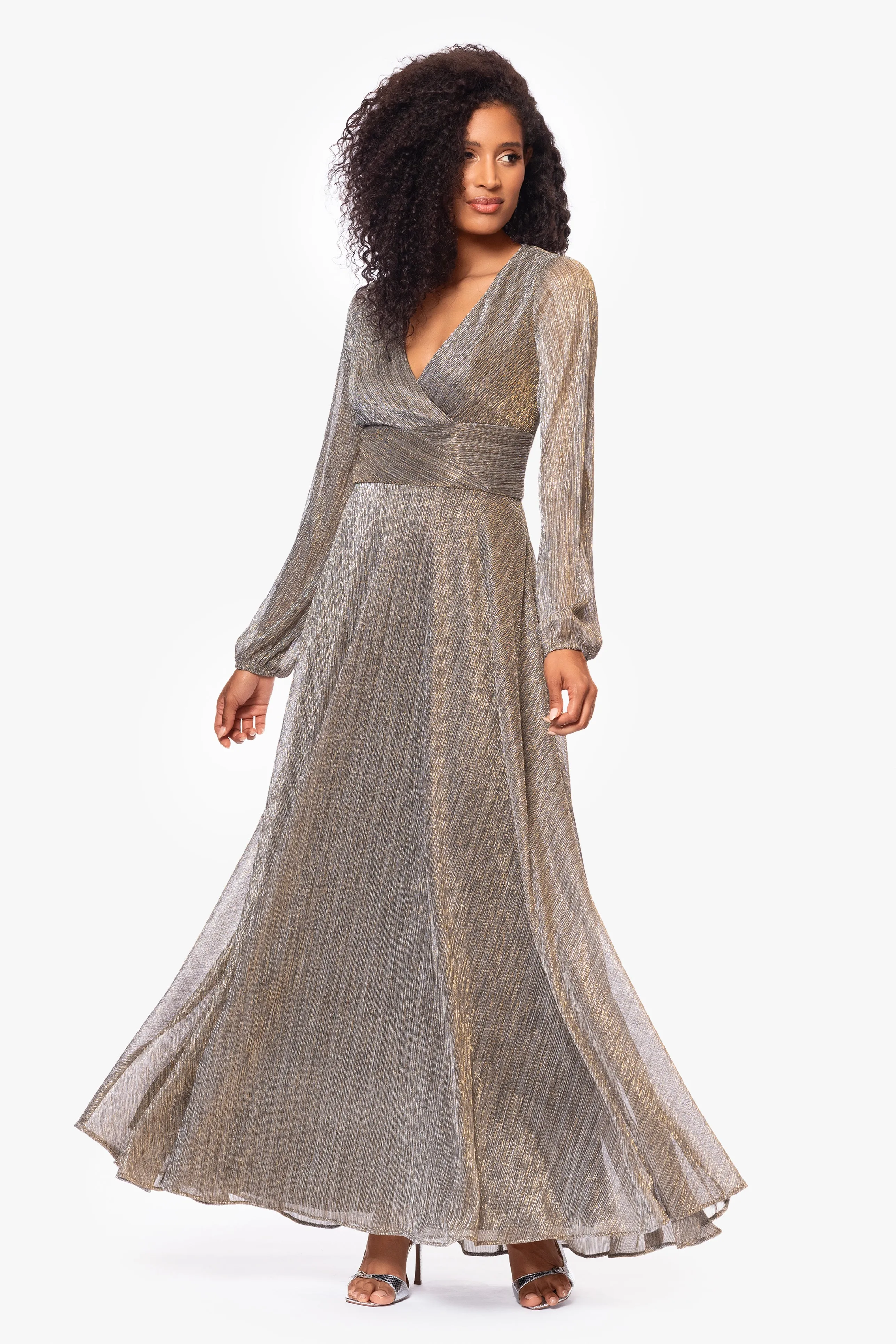 "Alexa" Long Sleeve Metallic Knit Dress sold by Betsy & Adam product image thumbnail 3
