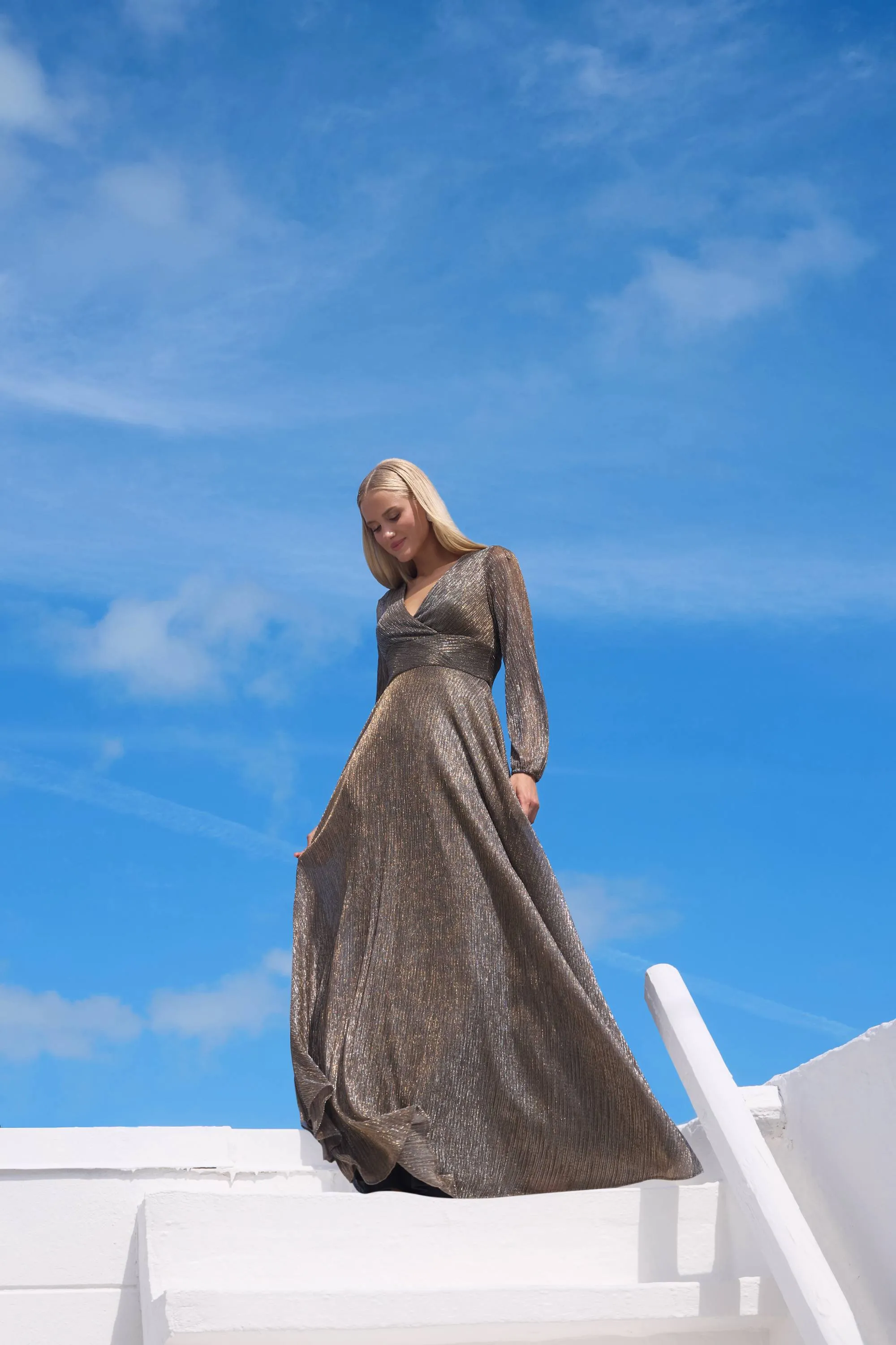 "Alexa" Long Sleeve Metallic Knit Dress sold by Betsy & Adam product image thumbnail 5