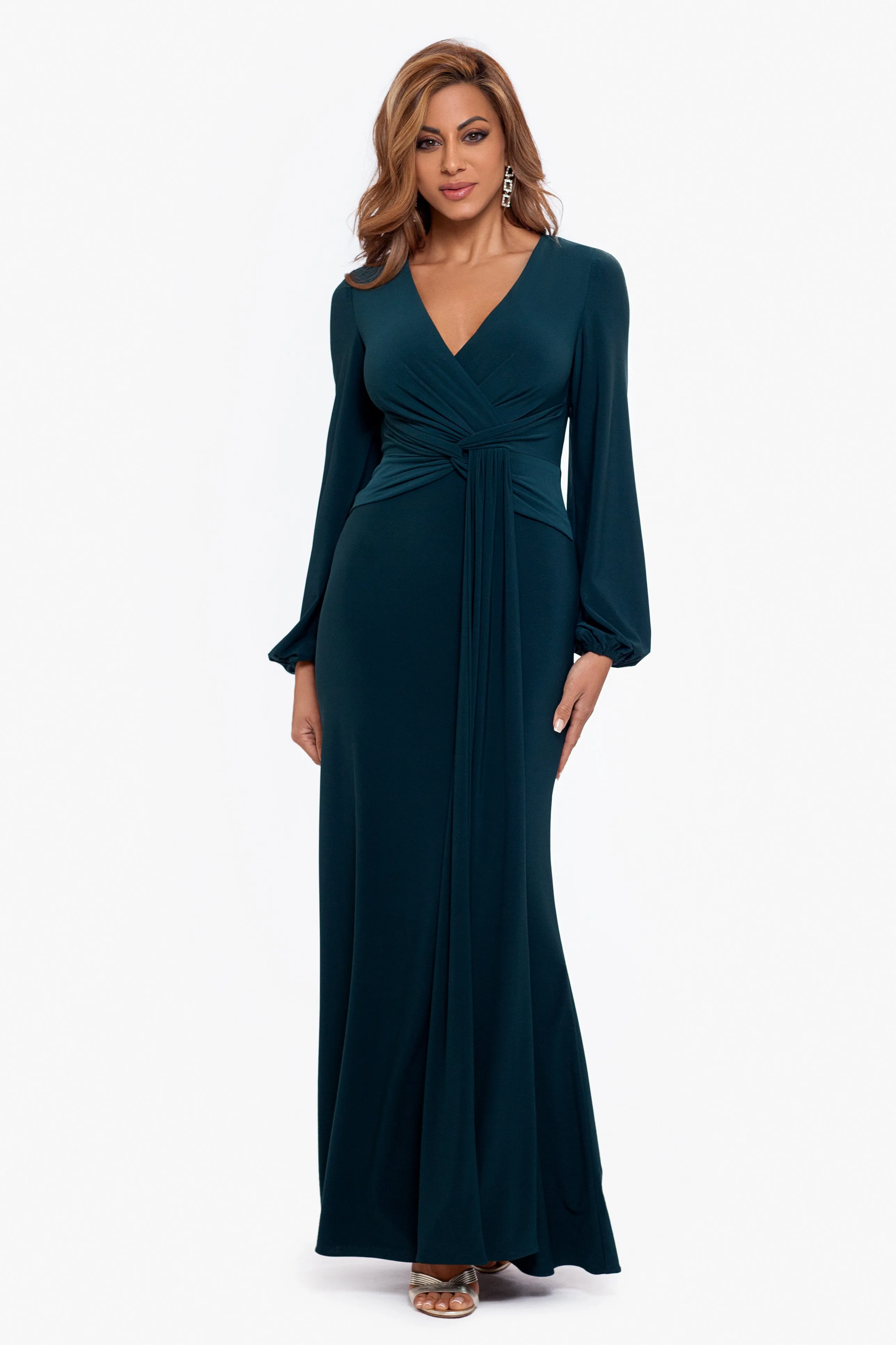 Petite "Hadley" Floor Length Stretch Knit Gown sold by Betsy & Adam product image thumbnail 3