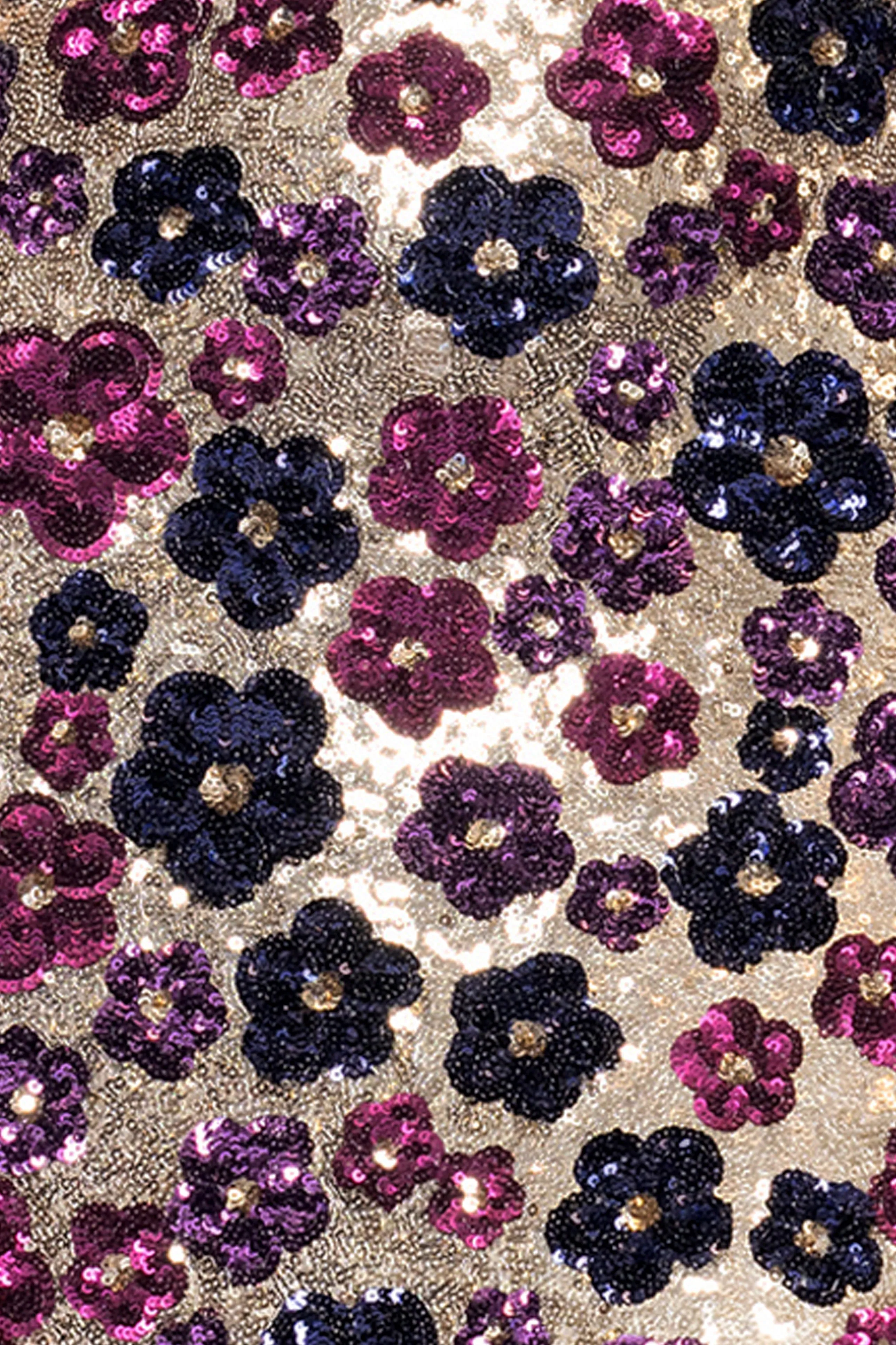 "Miley" Long Floral Sequin Spaghetti Strap Floor Length Dress sold by Betsy & Adam product image thumbnail 5