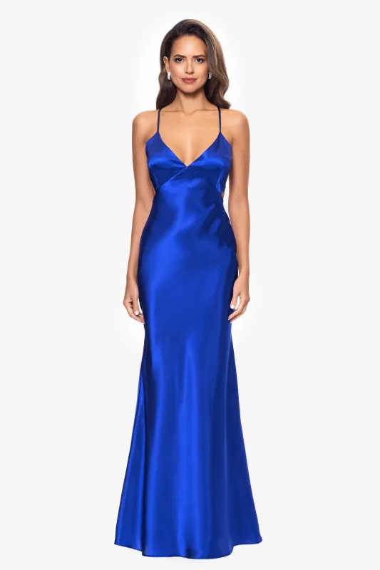 Petite "Grace" Long Spaghetti Strap Tieback Dress sold by Betsy & Adam