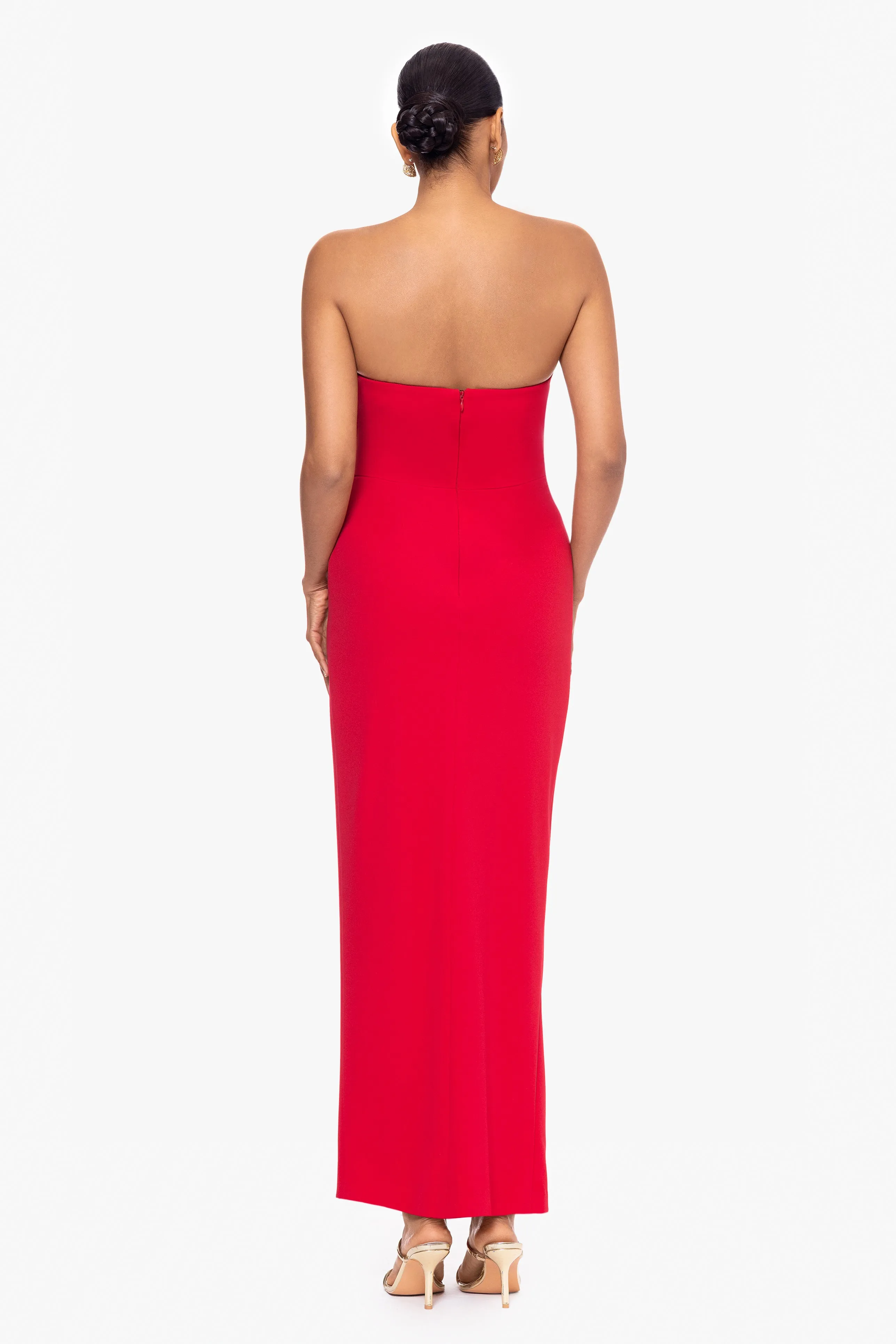 "Flora" Long Scuba Crepe Strapless Corset Top Rouched Dress sold by Betsy & Adam product image thumbnail 3