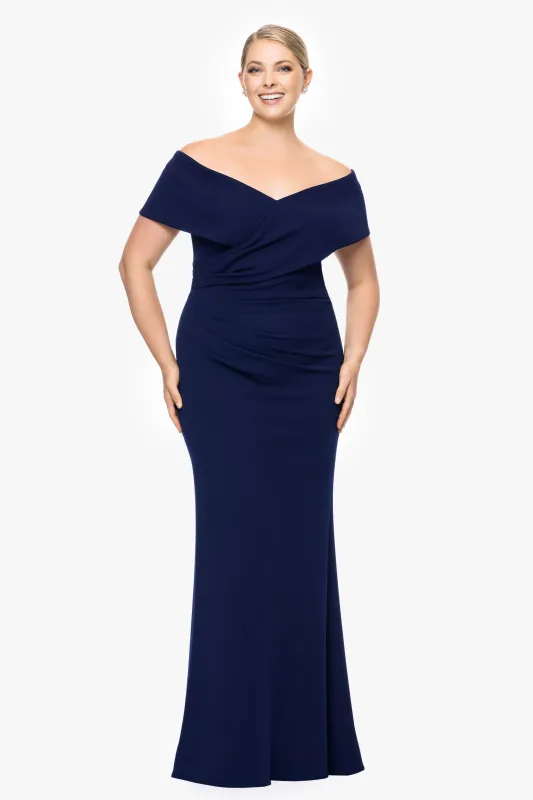 Plus "Tanya" Long Off the Shoulder Gown sold by Betsy & Adam