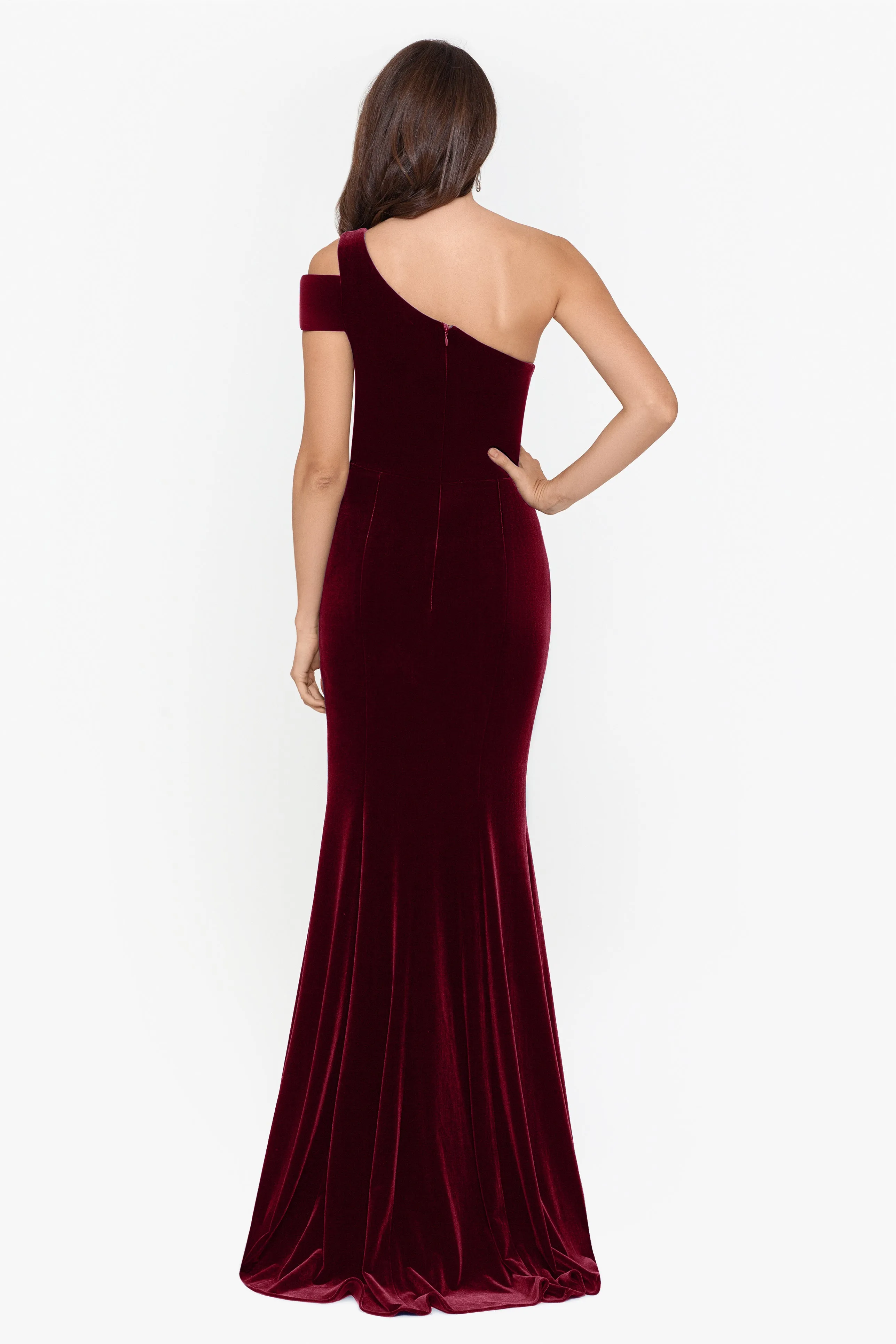 "Ella" Long Velvet One Shoulder Dress sold by Betsy & Adam product image thumbnail 2