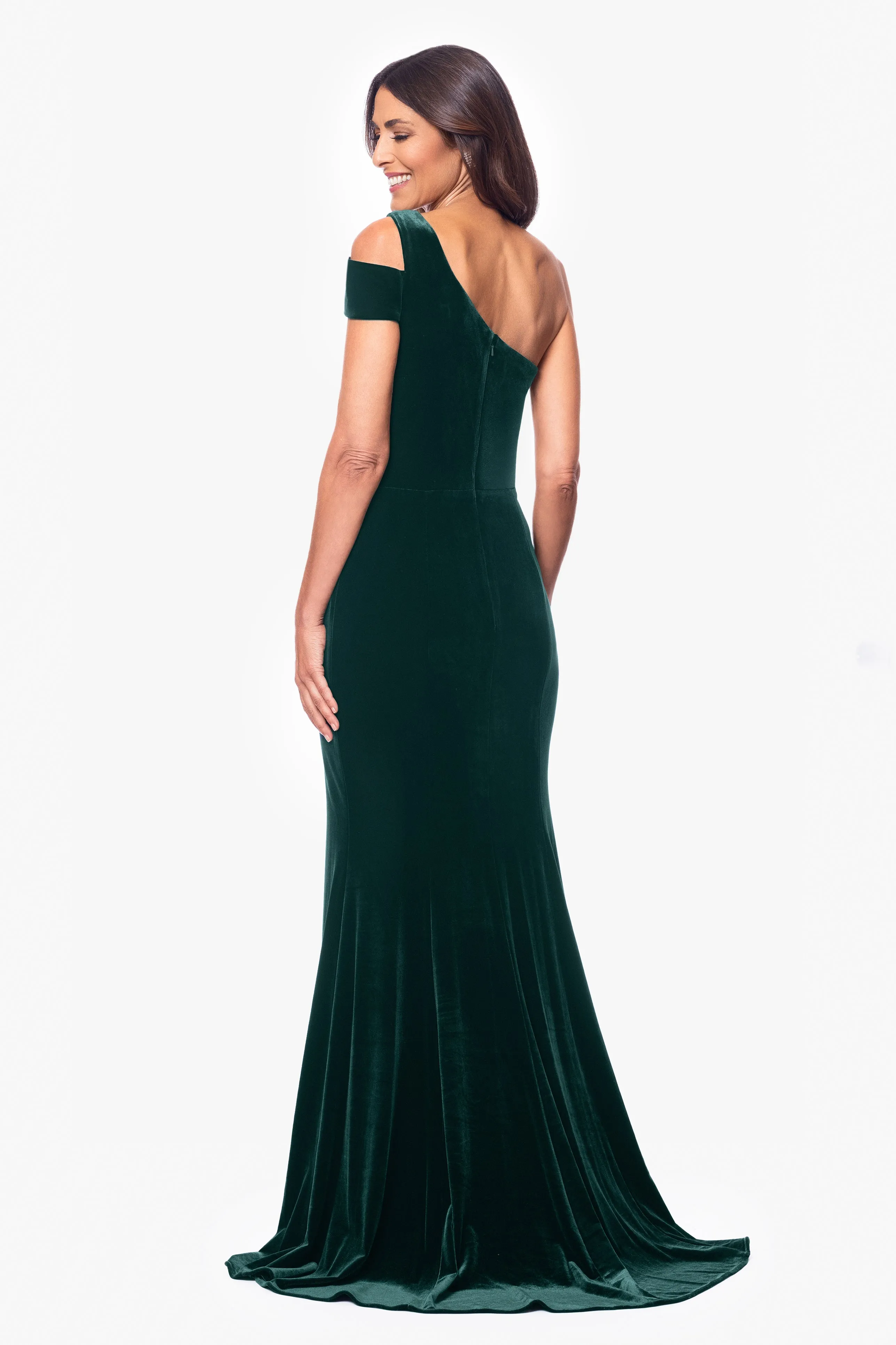 "Ella" Long Velvet One Shoulder Dress sold by Betsy & Adam product image thumbnail 5
