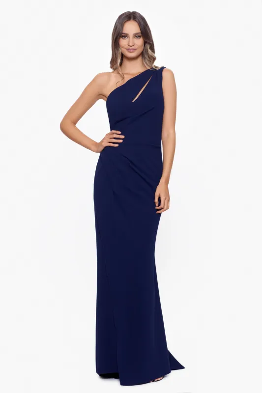 "True" Long One Shoulder Side Ruche Dress made by Betsy & Adam