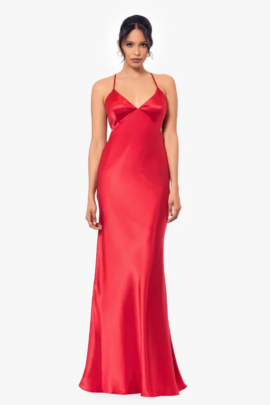 "Grace" Long Spaghetti Strap Tieback Dress made by Betsy & Adam