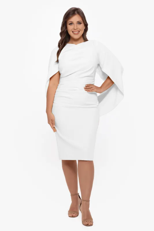 Plus "Jordan" Short Scuba Crepe Drape Back Dress sold by Betsy & Adam