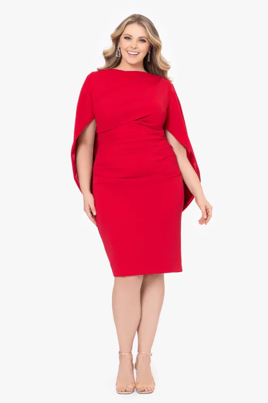 Plus "Jordan" Short Scuba Crepe Drape Back Dress sold by Betsy & Adam