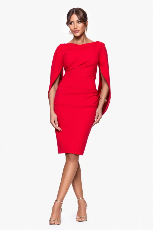 "Jordan" Short Scuba Crape Draped Back Dress made by Betsy & Adam