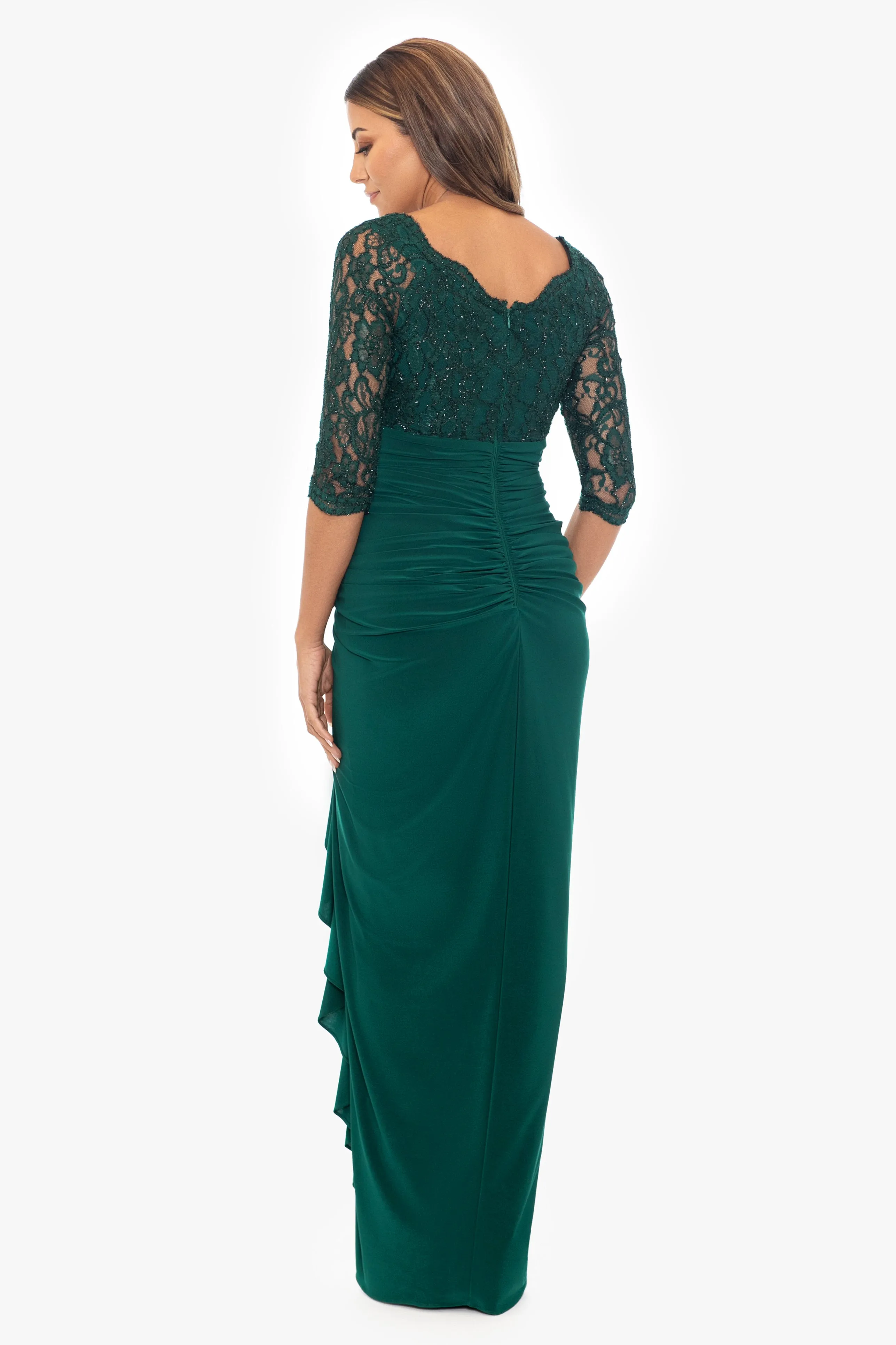 "Irina" Lace and Jersey Knit 3/4 Sleeve Floor Length Dress sold by Betsy & Adam product image thumbnail 3