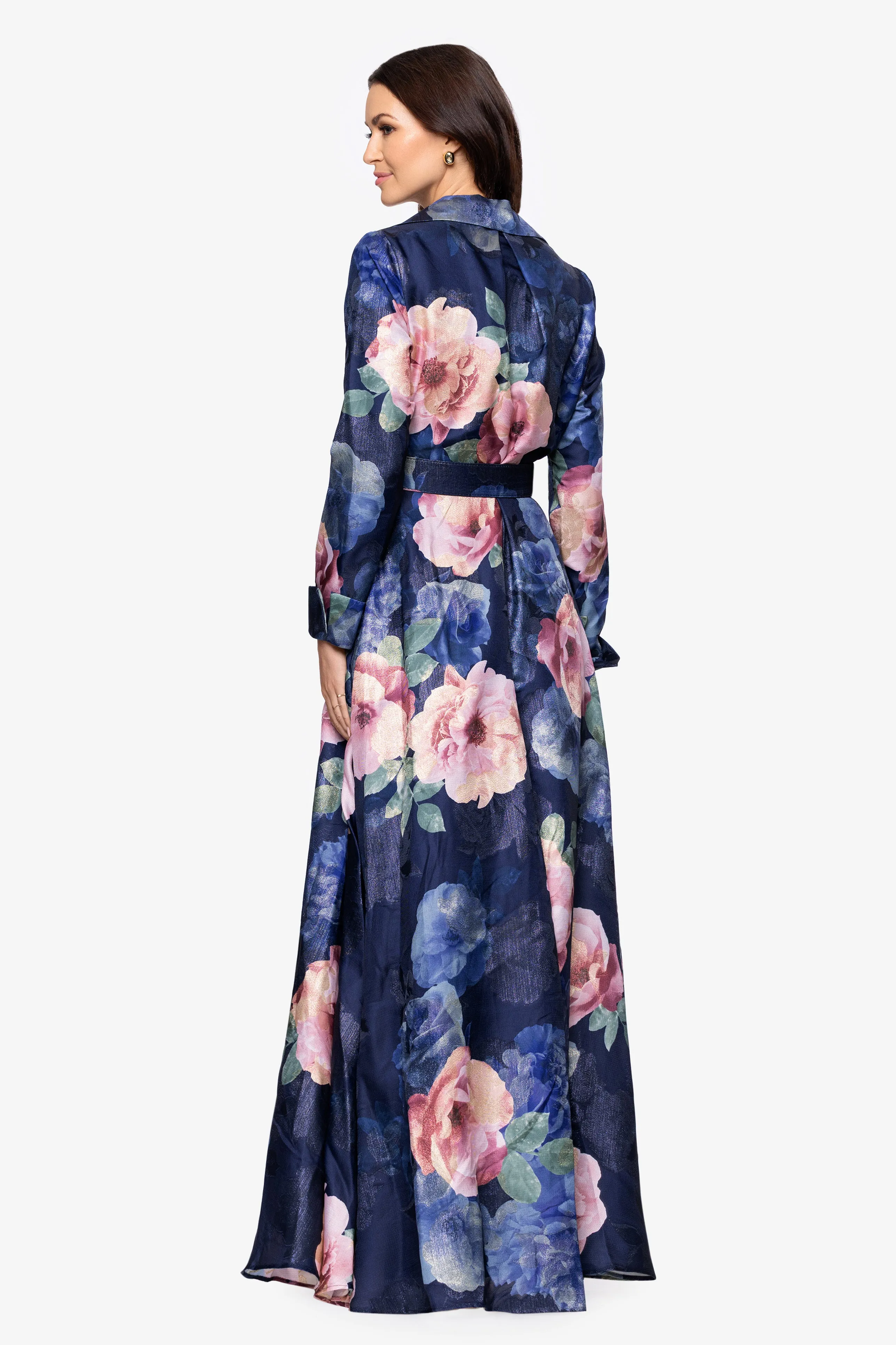 "Rubina" Brocade Collared V-Neck Floor Length Dress sold by Betsy & Adam product image thumbnail 3