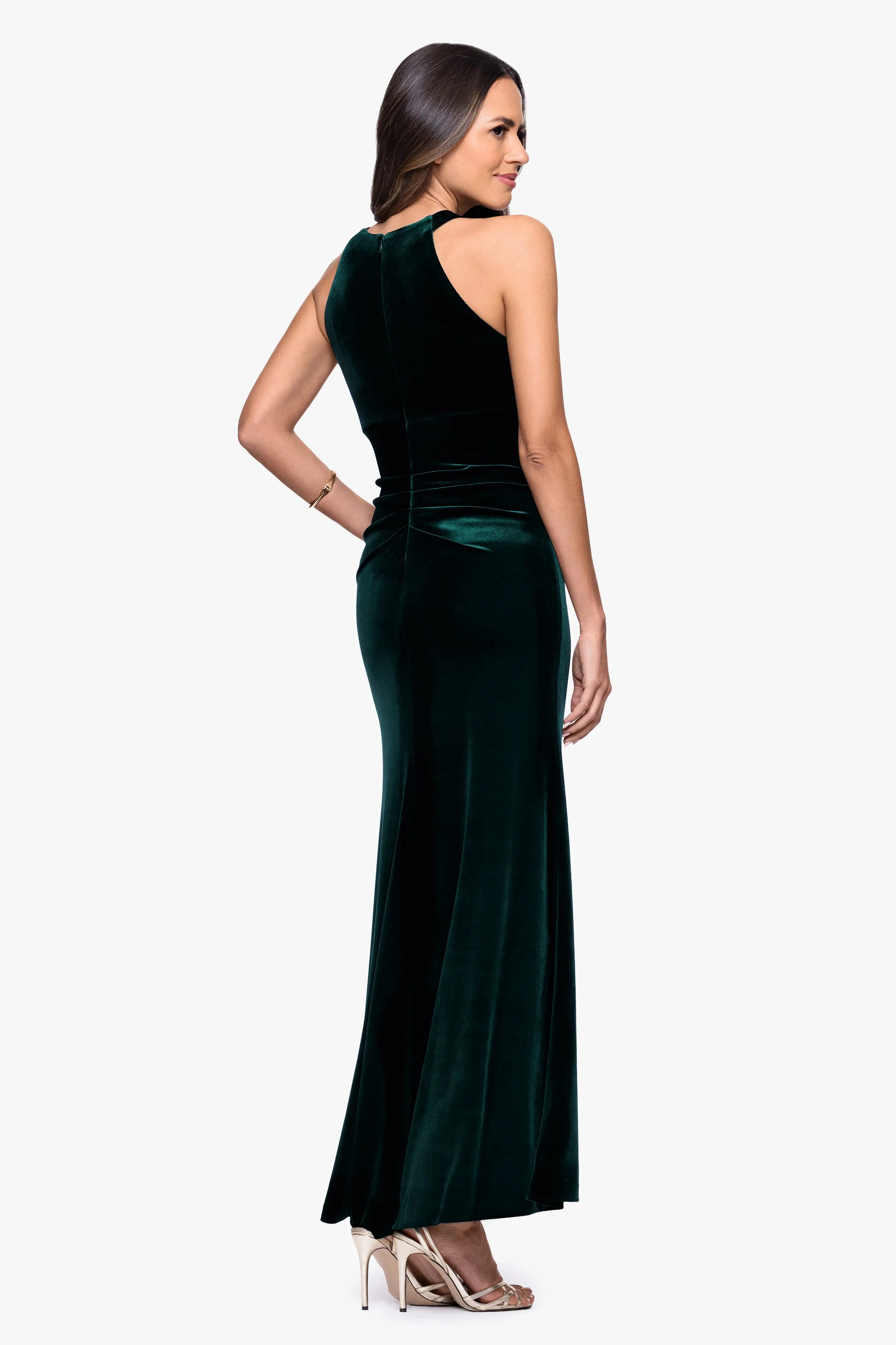 "Lucielle" Velvet Emellished Keyhole Neck Floor Length Dress sold by Betsy & Adam product image thumbnail 3