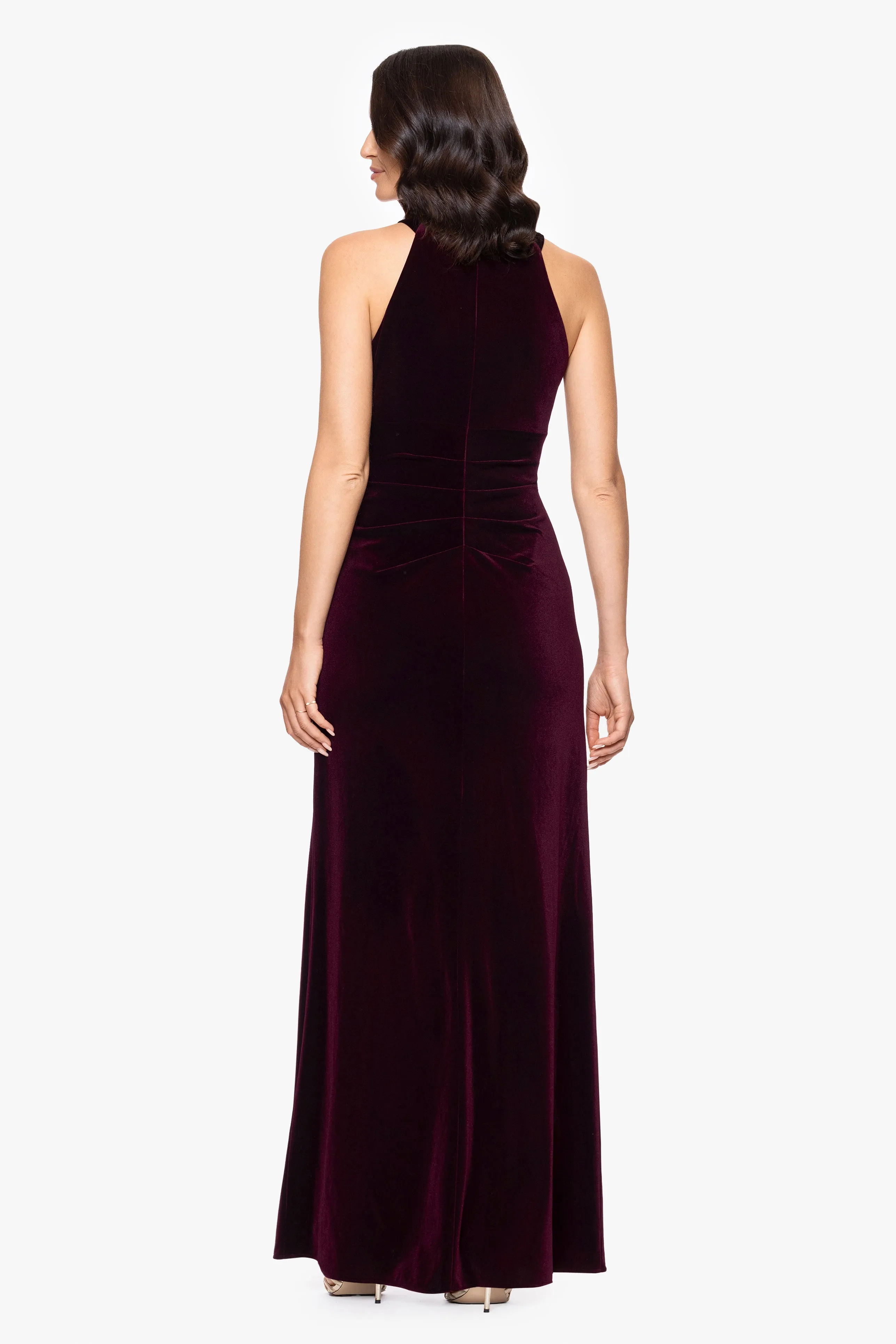 "Lucielle" Velvet Emellished Keyhole Neck Floor Length Dress sold by Betsy & Adam product image thumbnail 3