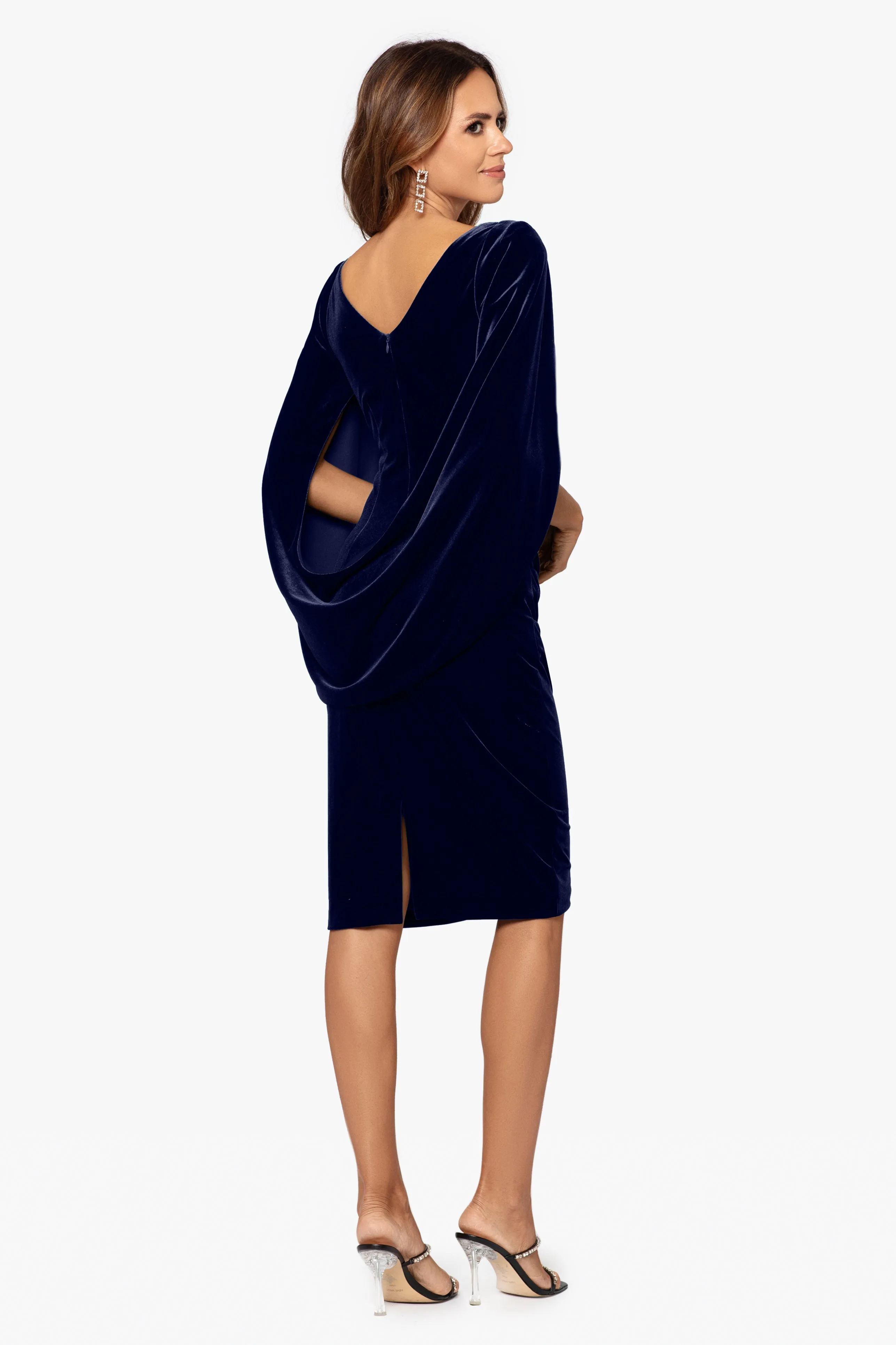 "Kinsley" Short Velvet Drape Back Dress sold by Betsy & Adam product image thumbnail 2