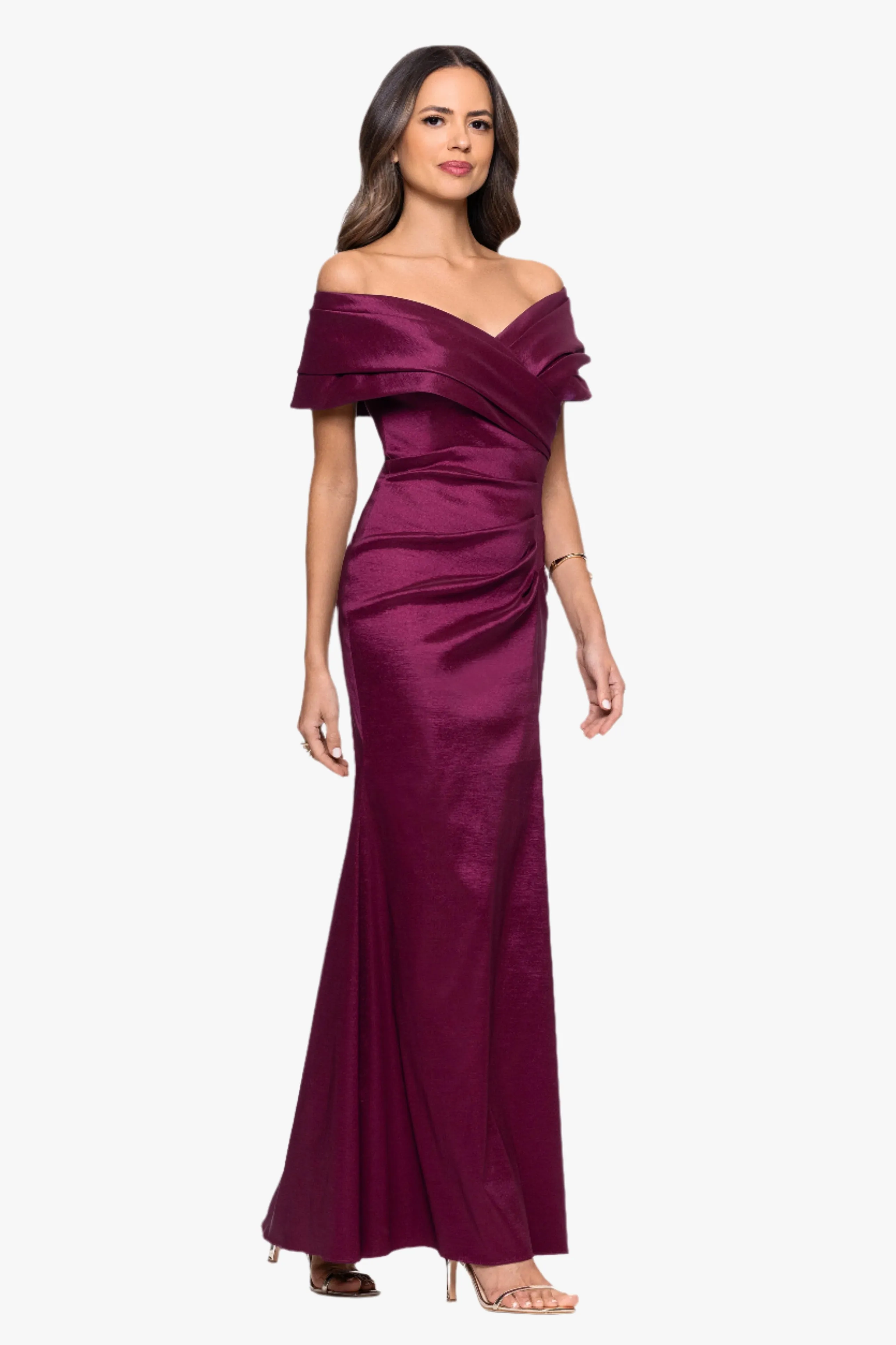 "Raquel" Taffeta Off the Shoulder Floor Length Dress sold by Betsy & Adam product image thumbnail 4