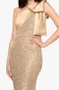 "Paulette" Long Sequin One Shoulder with Satin Bow Floor Length Dress sold by Betsy & Adam