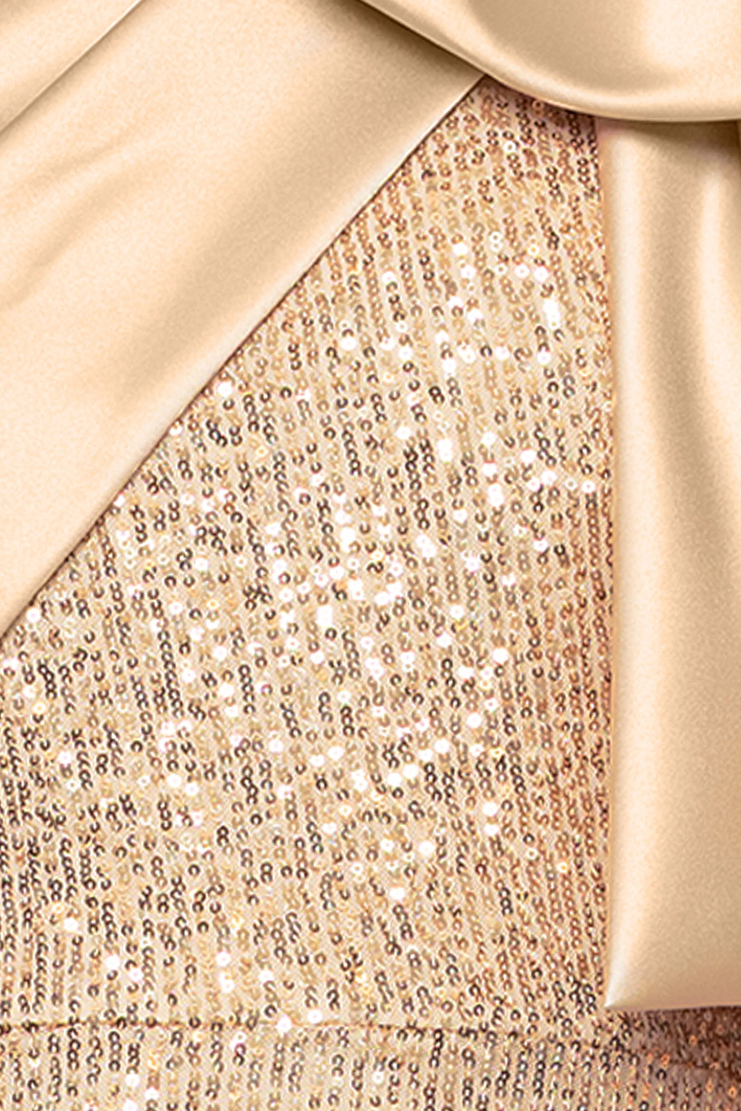 "Paulette" Long Sequin One Shoulder with Satin Bow Floor Length Dress sold by Betsy & Adam product image thumbnail 5