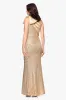 "Paulette" Long Sequin One Shoulder with Satin Bow Floor Length Dress sold by Betsy & Adam