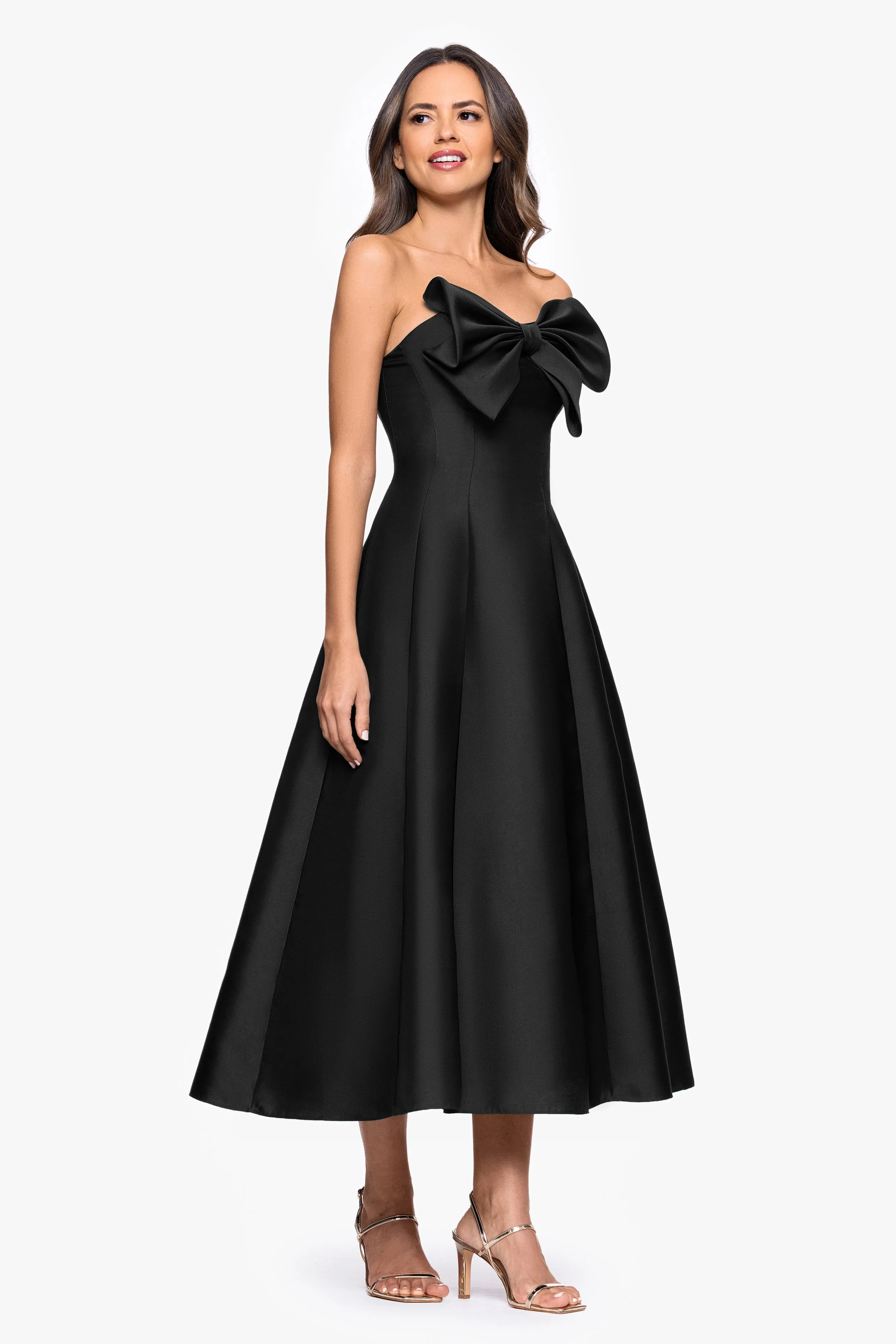 "Coulette" Mikado Bow Strapless Midi Dress sold by Betsy & Adam product image thumbnail 4