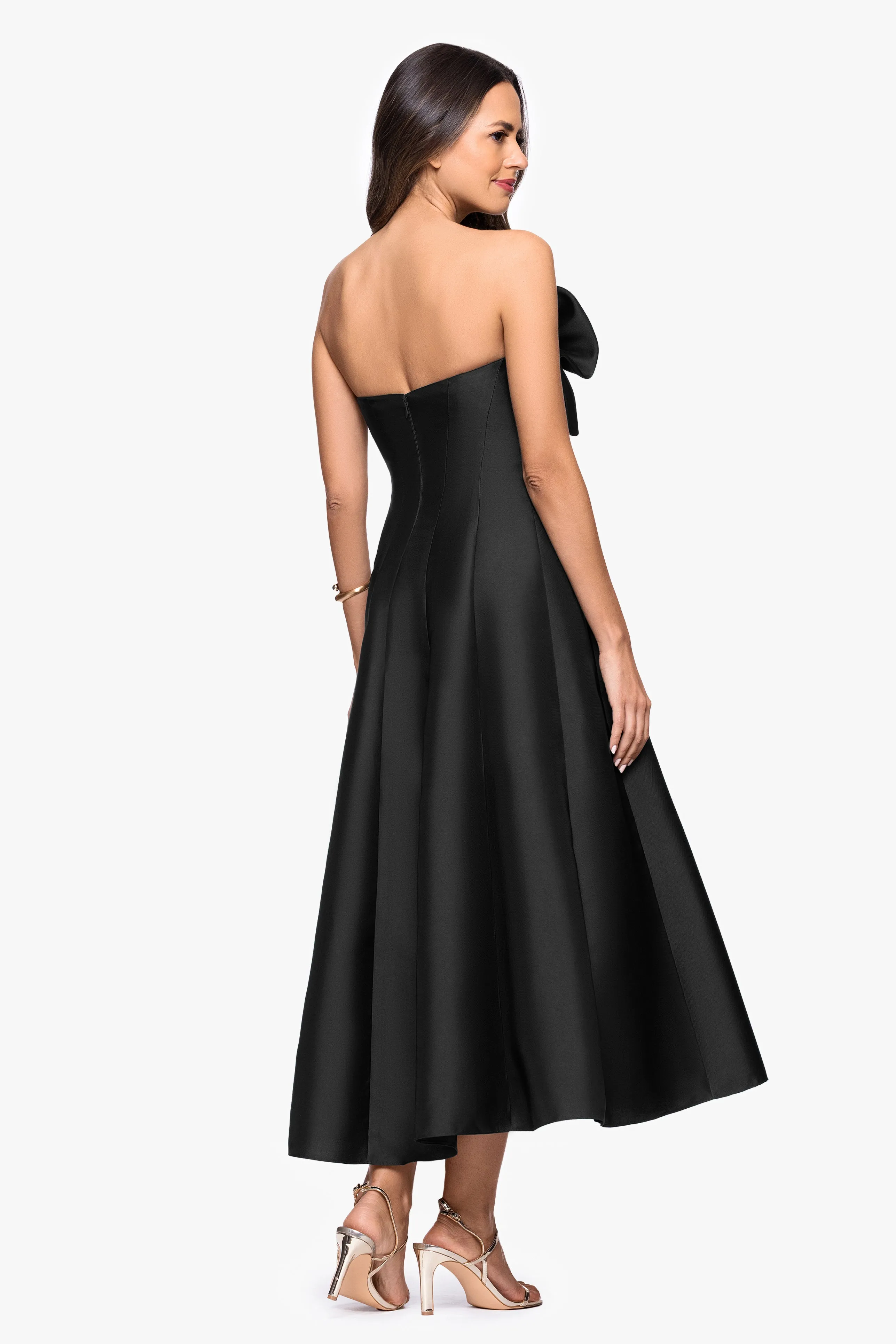 "Coulette" Mikado Bow Strapless Midi Dress sold by Betsy & Adam product image thumbnail 3