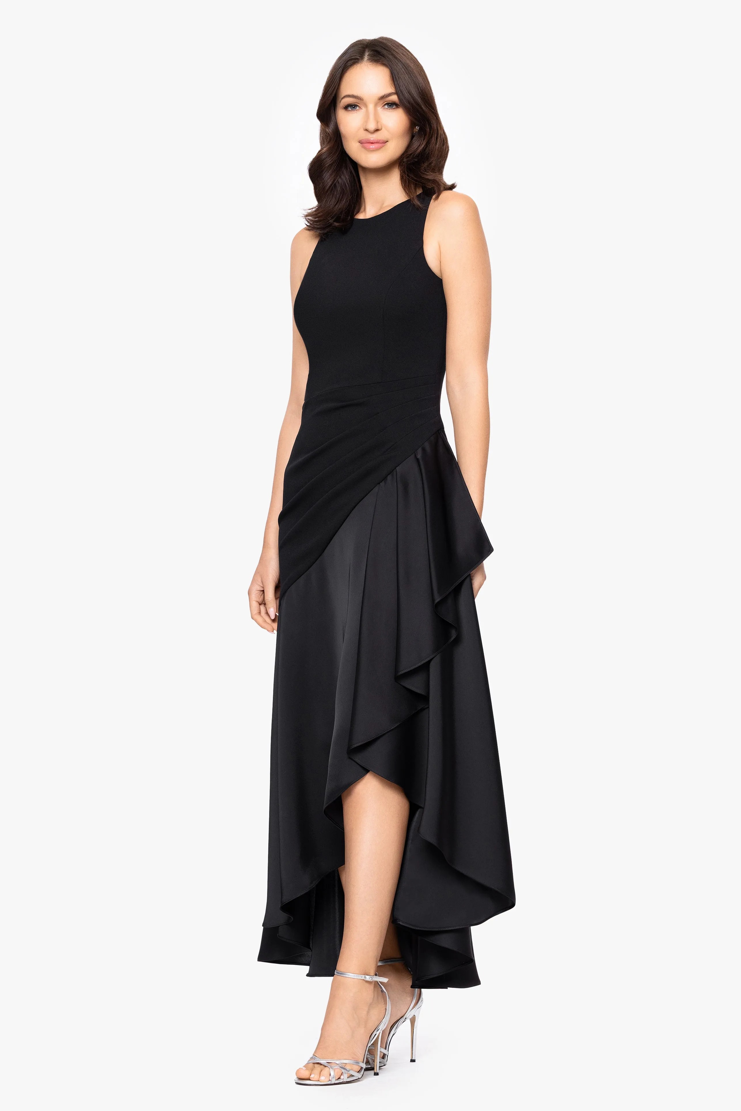 "Nichola" Scuba Crepe and Satin Sleeveless Floor Length Dress sold by Betsy & Adam product image thumbnail 4