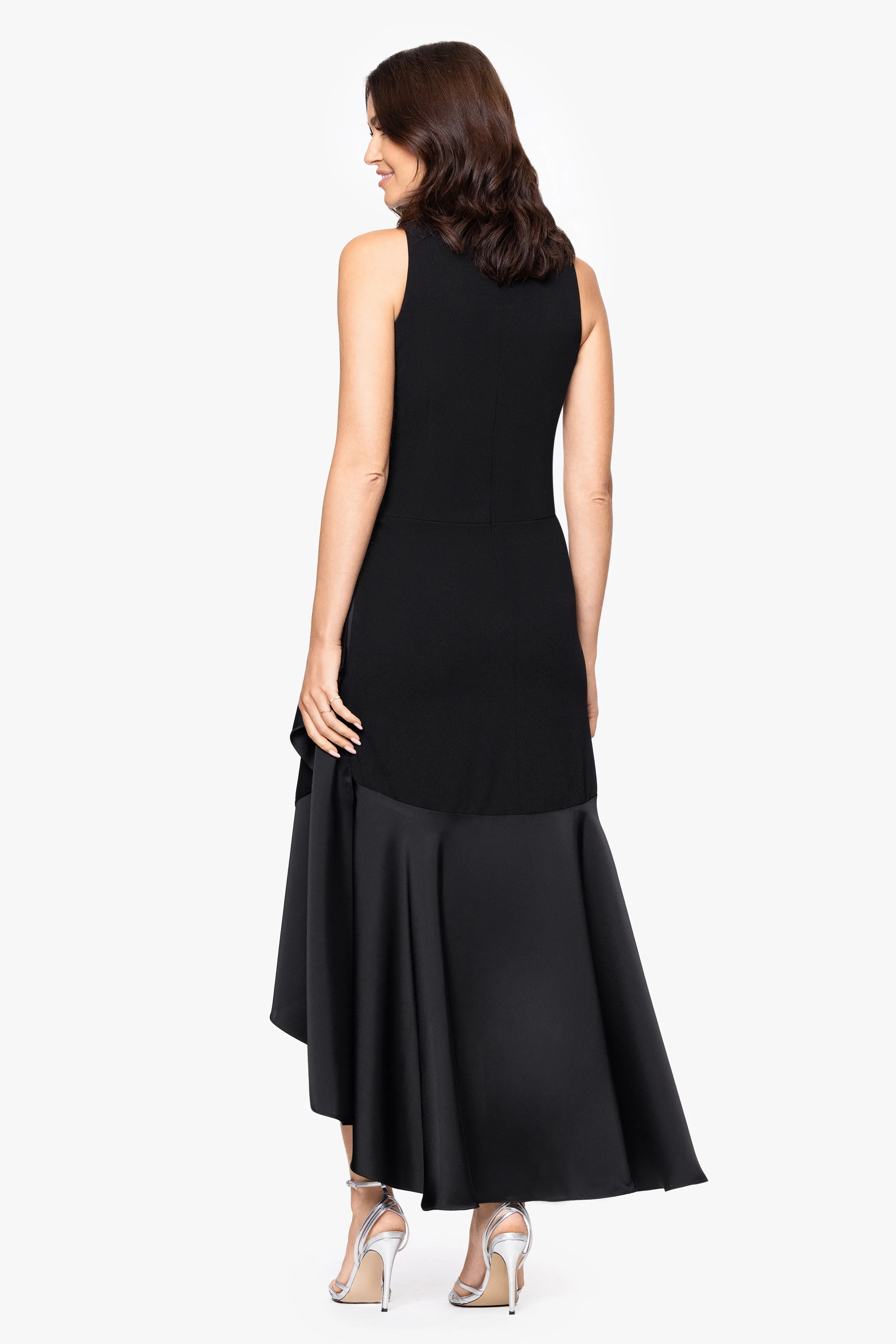 "Nichola" Scuba Crepe and Satin Sleeveless Floor Length Dress sold by Betsy & Adam product image thumbnail 3
