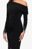 "Tiana" Jersey Knit Drop Shoulder Embellished Long Sleeve Midi Dress sold by Betsy & Adam