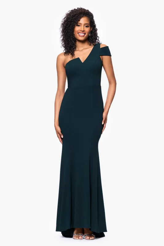 "Paulina" Cutout One Shoulder Floor Length Gown made by Betsy & Adam